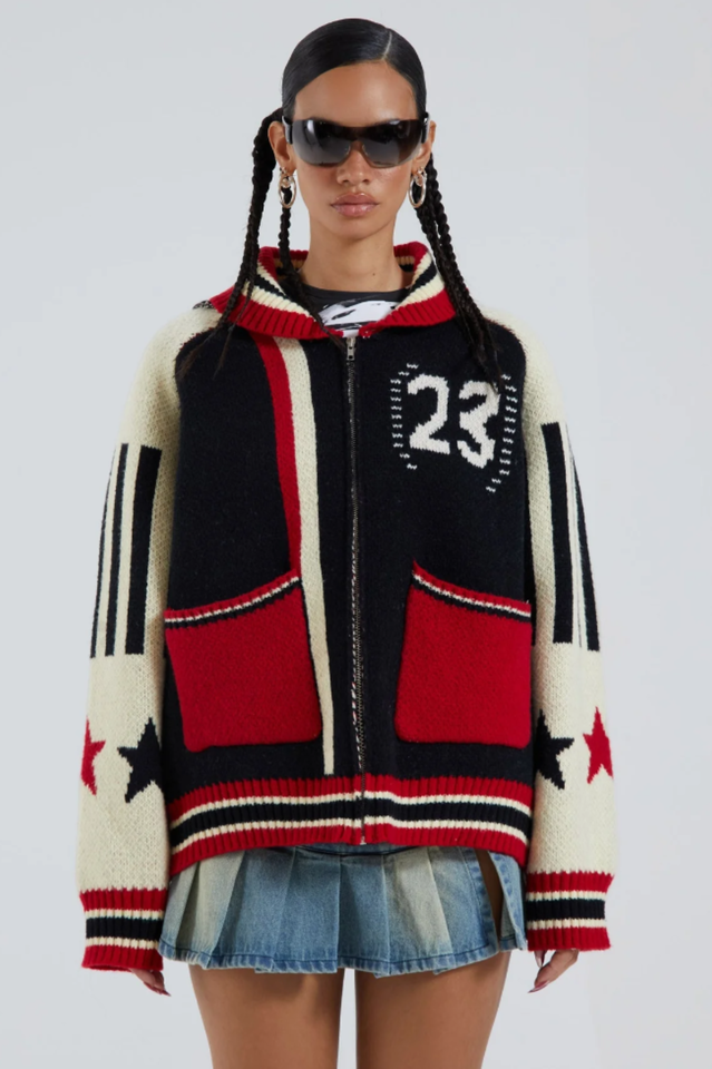 Team 23 Knitted Zip Through Oversized Jacket