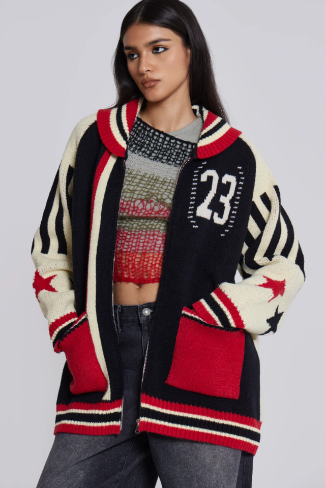 Team 23 Knitted Zip Through Oversized Jacket