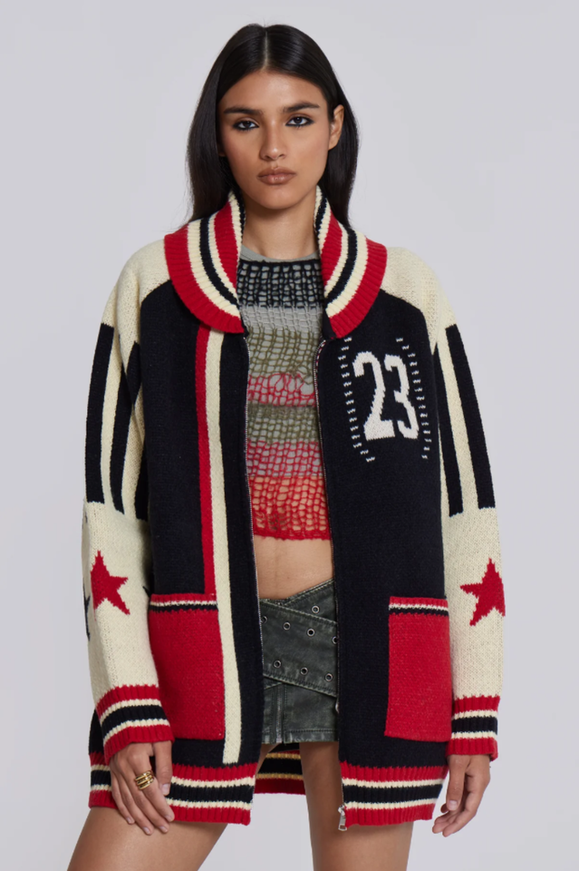 Team 23 Knitted Zip Through Oversized Jacket