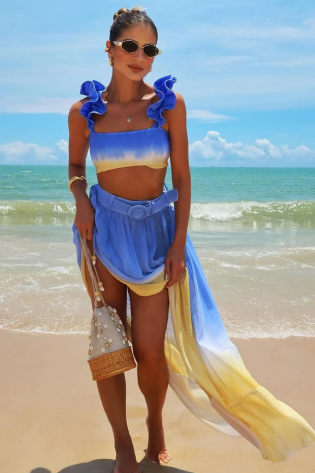 Ombre Summer Set with Ruffle Skirt and Bralette