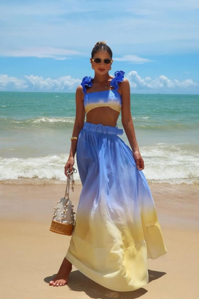 Ombre Summer Set with Ruffle Skirt and Bralette