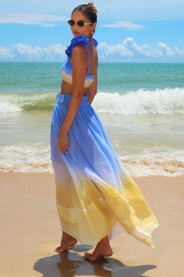 Ombre Summer Set with Ruffle Skirt and Bralette