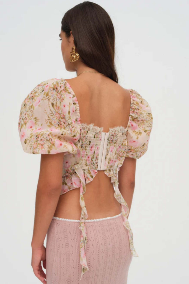 Light Yellow Floral Corset Top