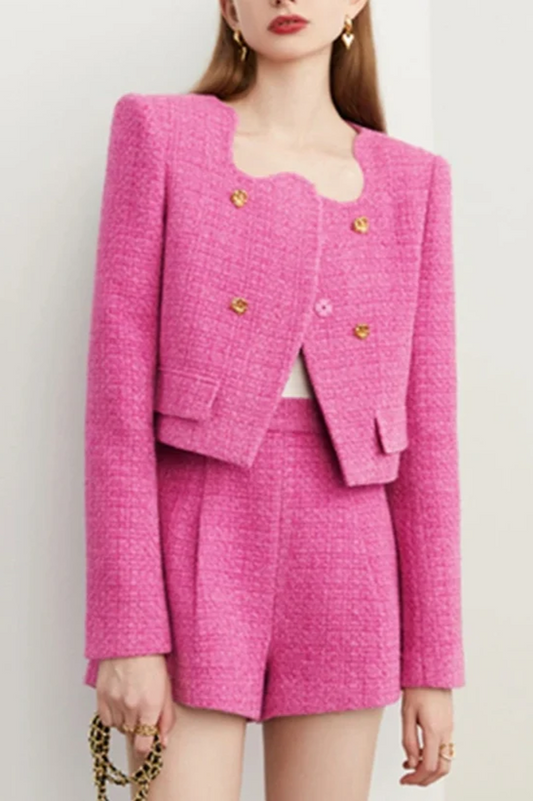 Pink Jacket and Shorts Set