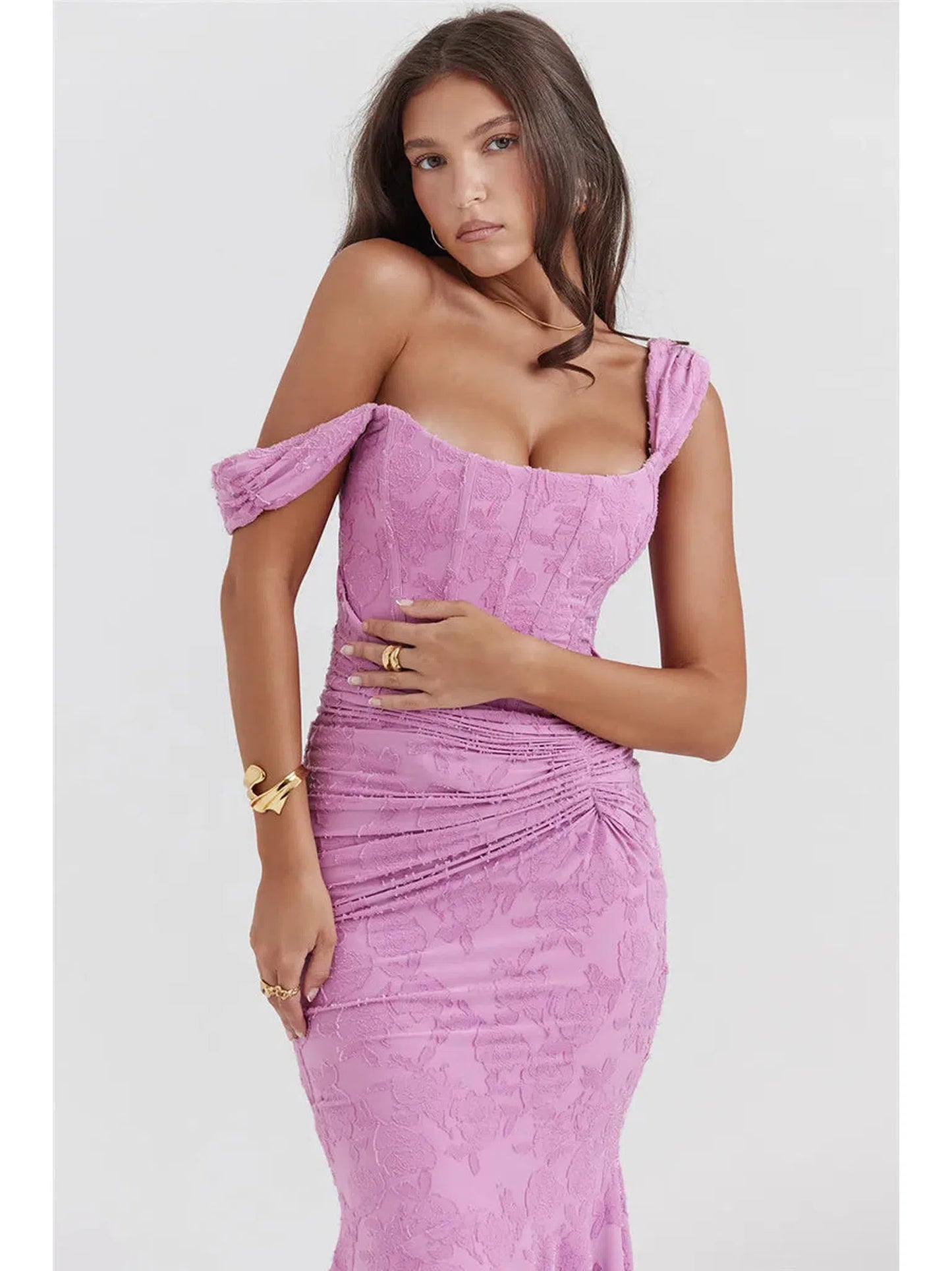 Off-Shoulder Backless Purple Bodycon Dress