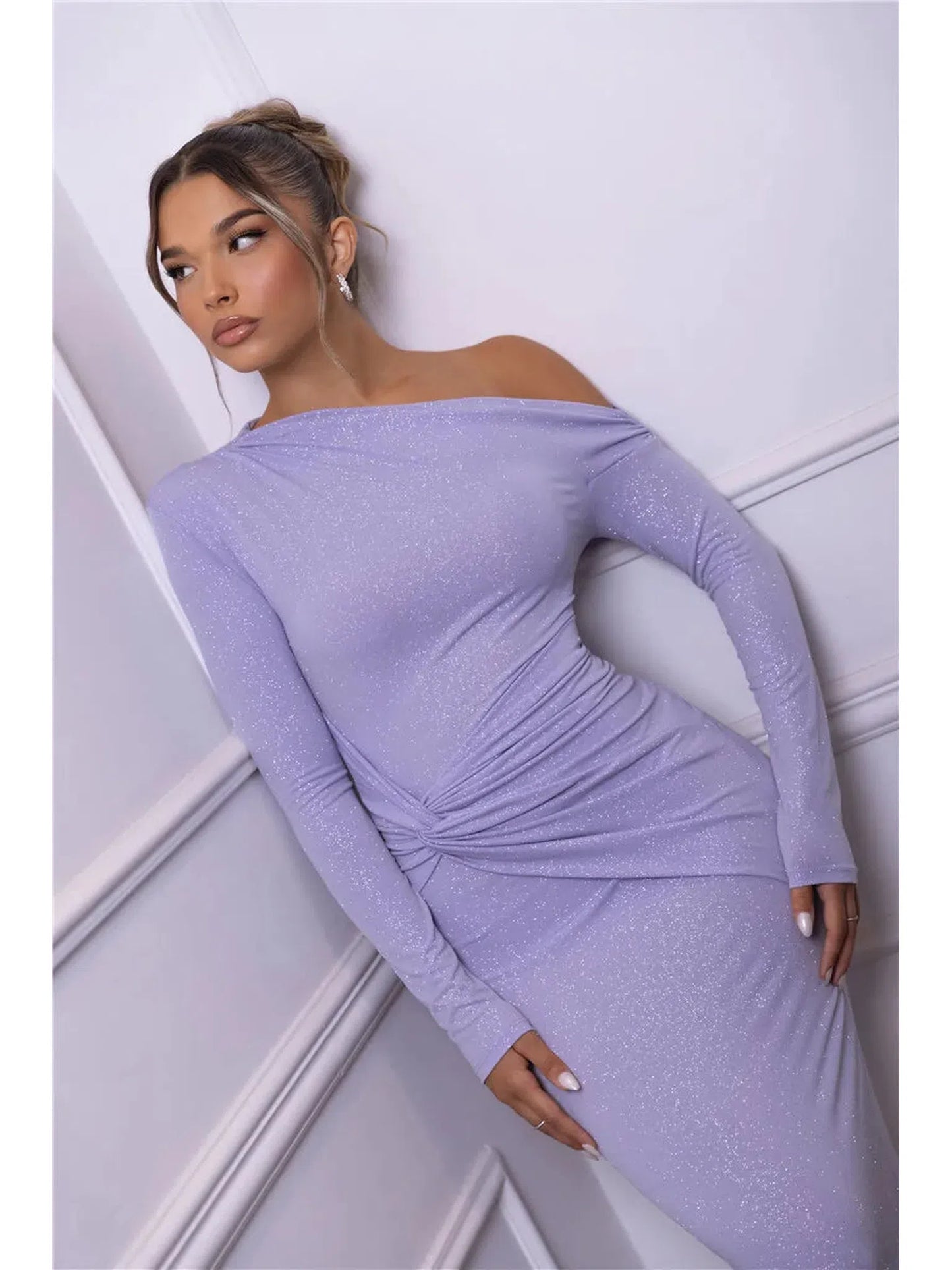 Sparkle Long Sleeve Bodycon Maxi Dress