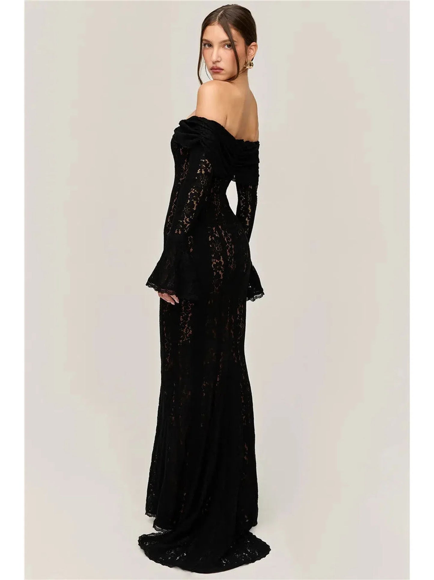 Lace Off-Shoulder Bodycon Maxi Dress for Evening Events