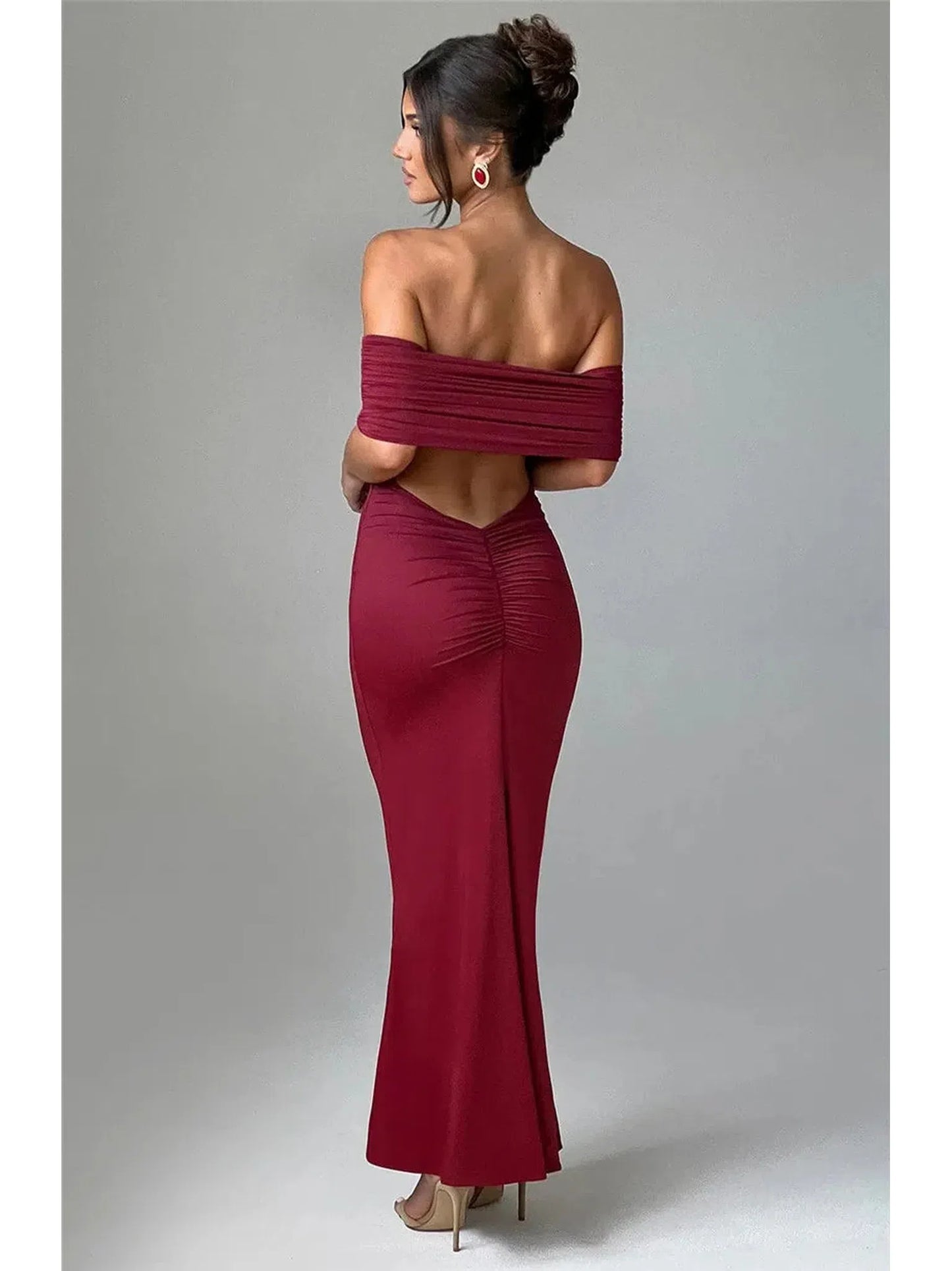 Strapless Backless Sexy Maxi Dress for Women Black