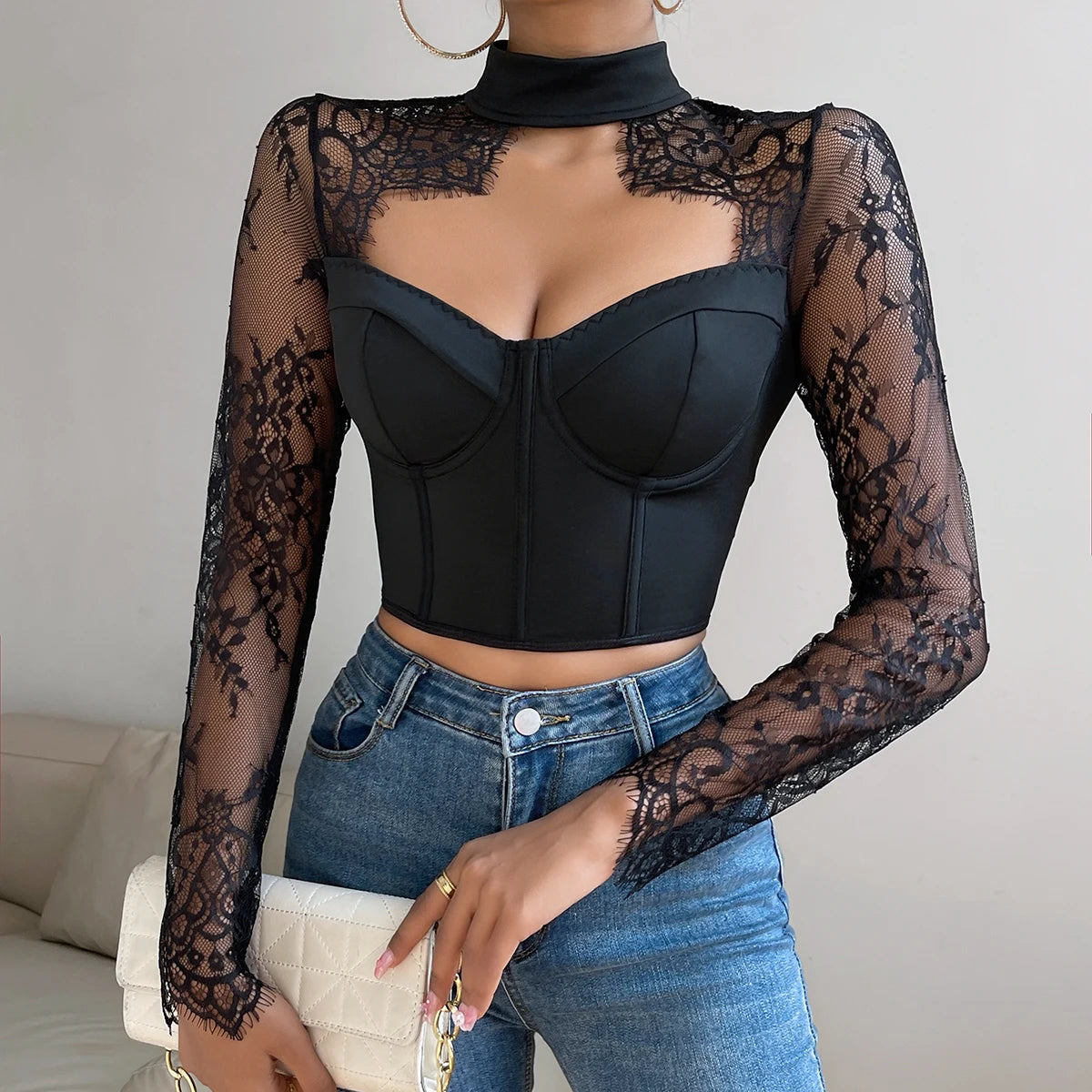 Y2K Lace Embroidery Backless Crop Top