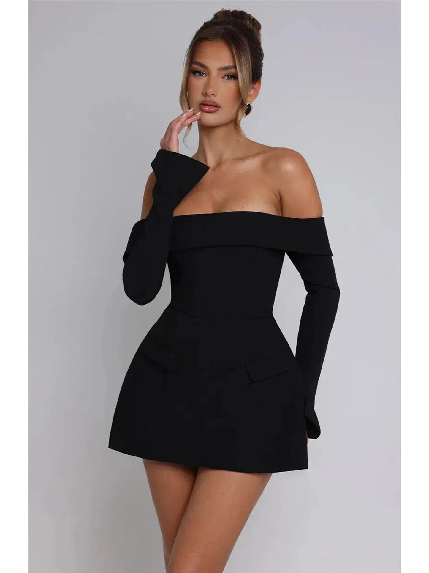 Off-Shoulder A-Line Mini Dress