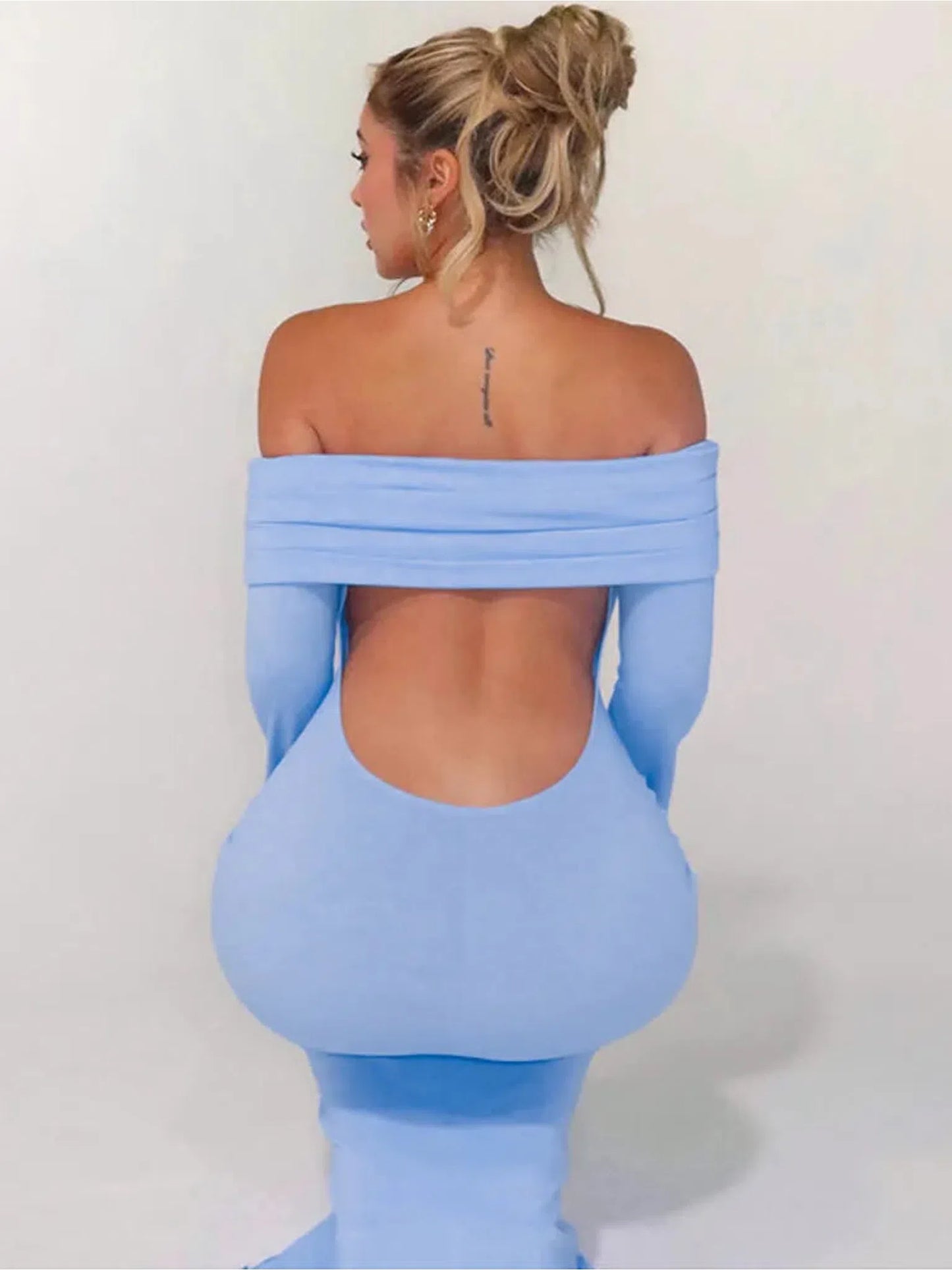 Off-Shoulder Long Sleeve Bodycon Maxi Dress