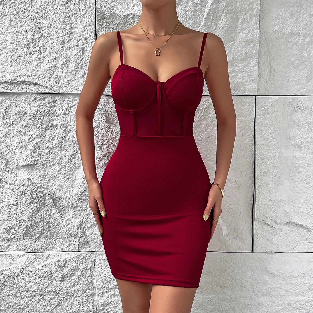 Hollow Mesh Sheer V Neck Club Dress