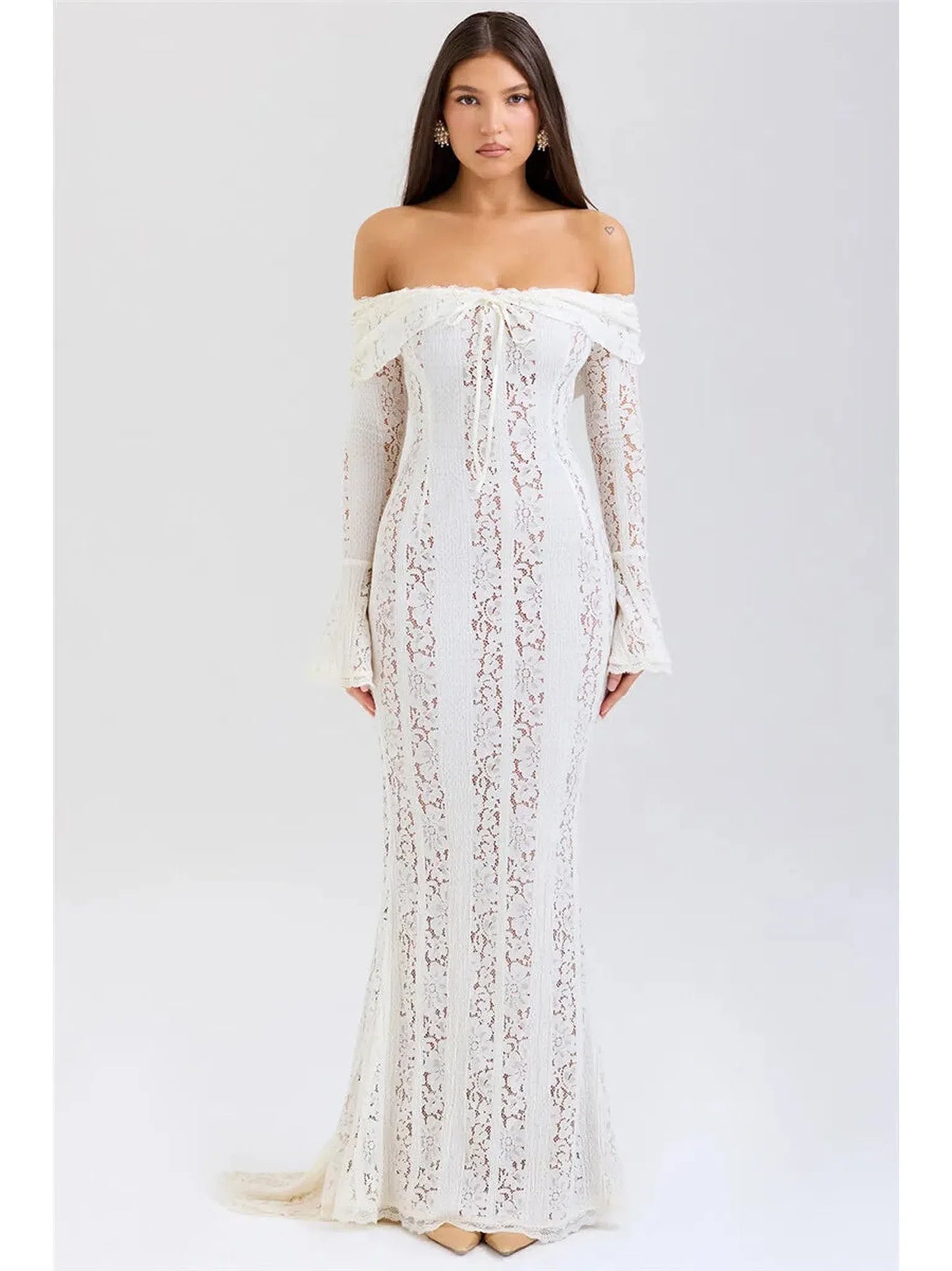 Lace Off-Shoulder Bodycon Maxi Dress for Evening Events