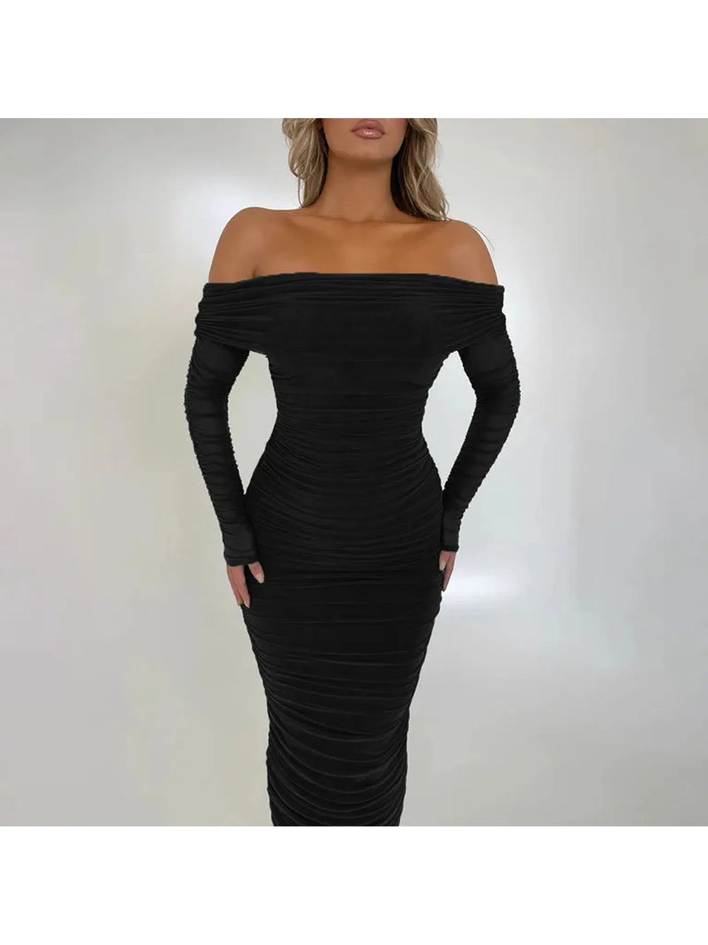 Off-Shoulder Long Sleeve Sexy Maxi Dress for Women