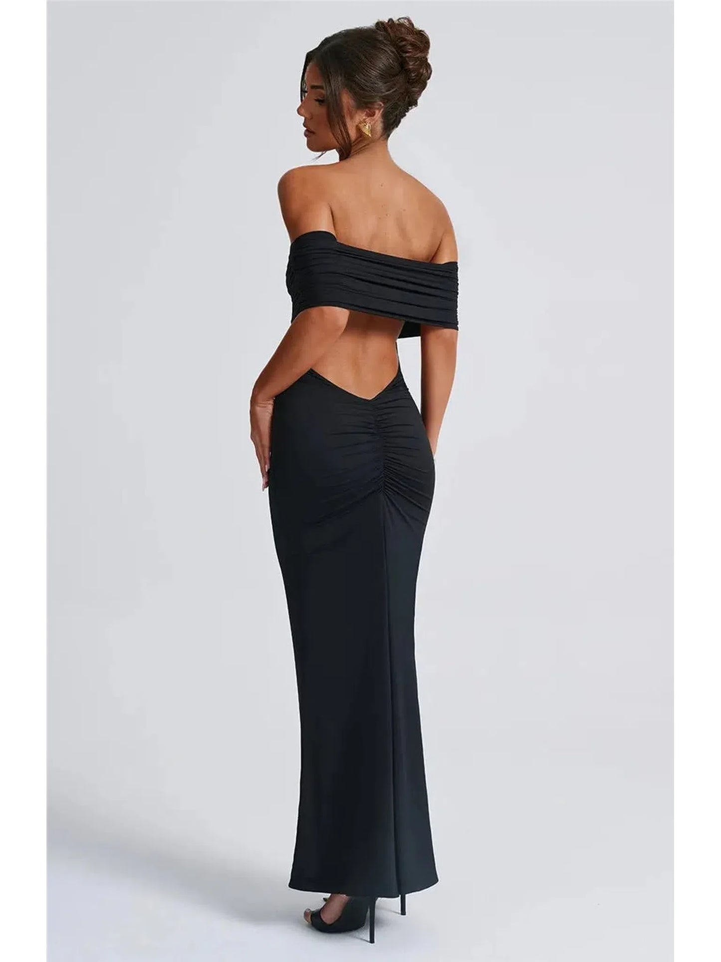 Strapless Backless Sexy Maxi Dress for Women Black