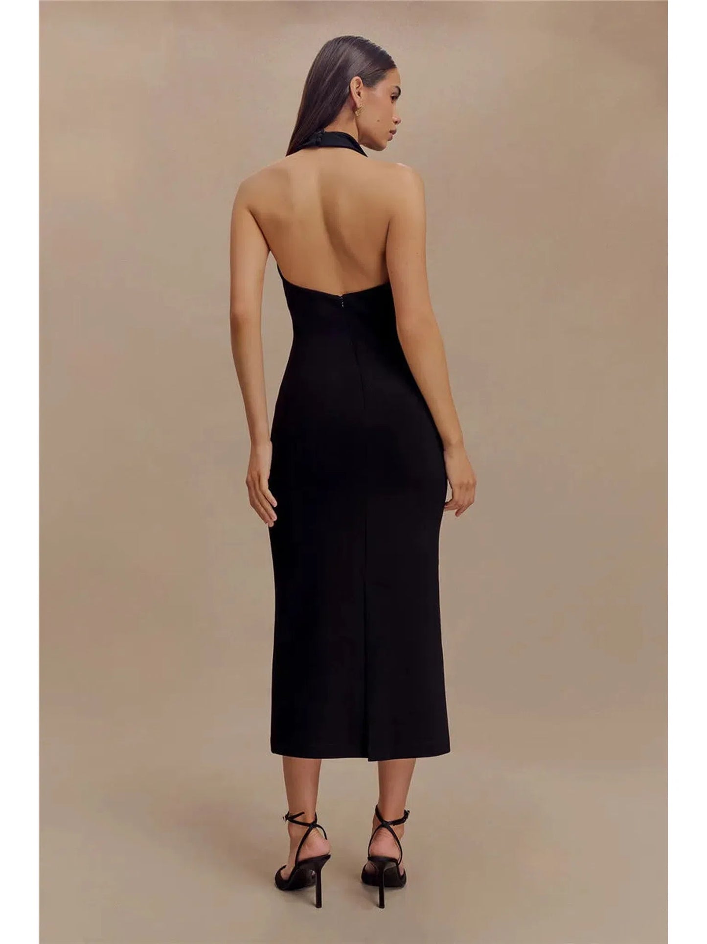 Elegant Backless Deep V Neck Maxi Dress