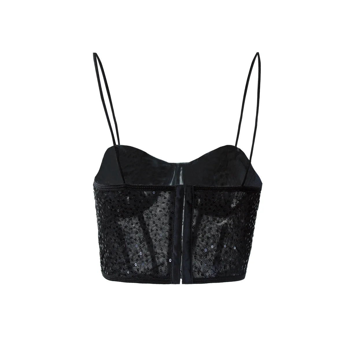 Black Backless Slim V Neck Halter Crop Top