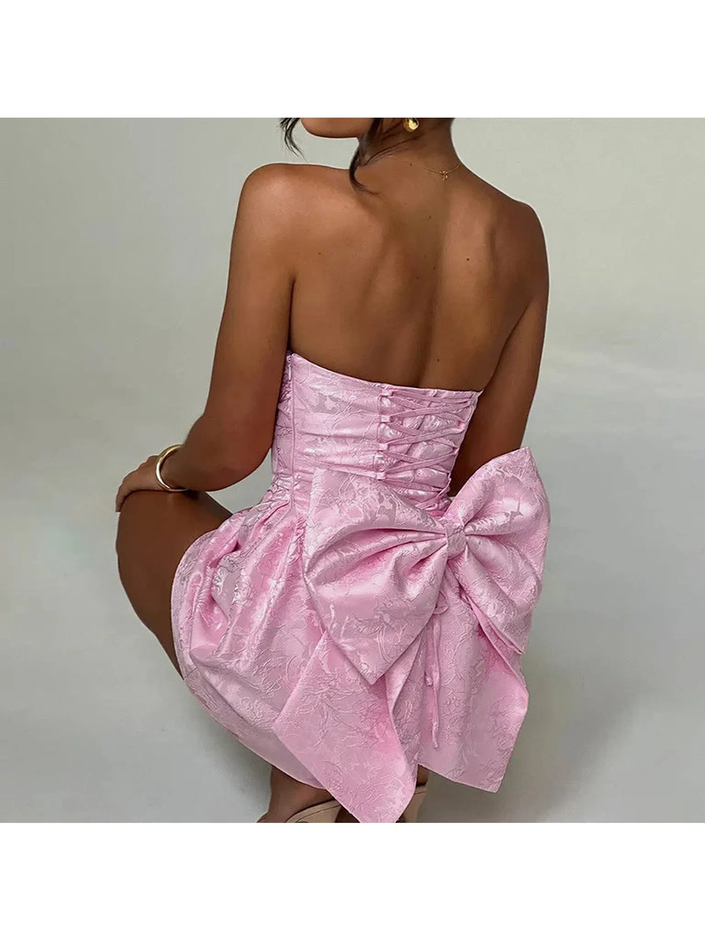 Backless Bow Mini Dress