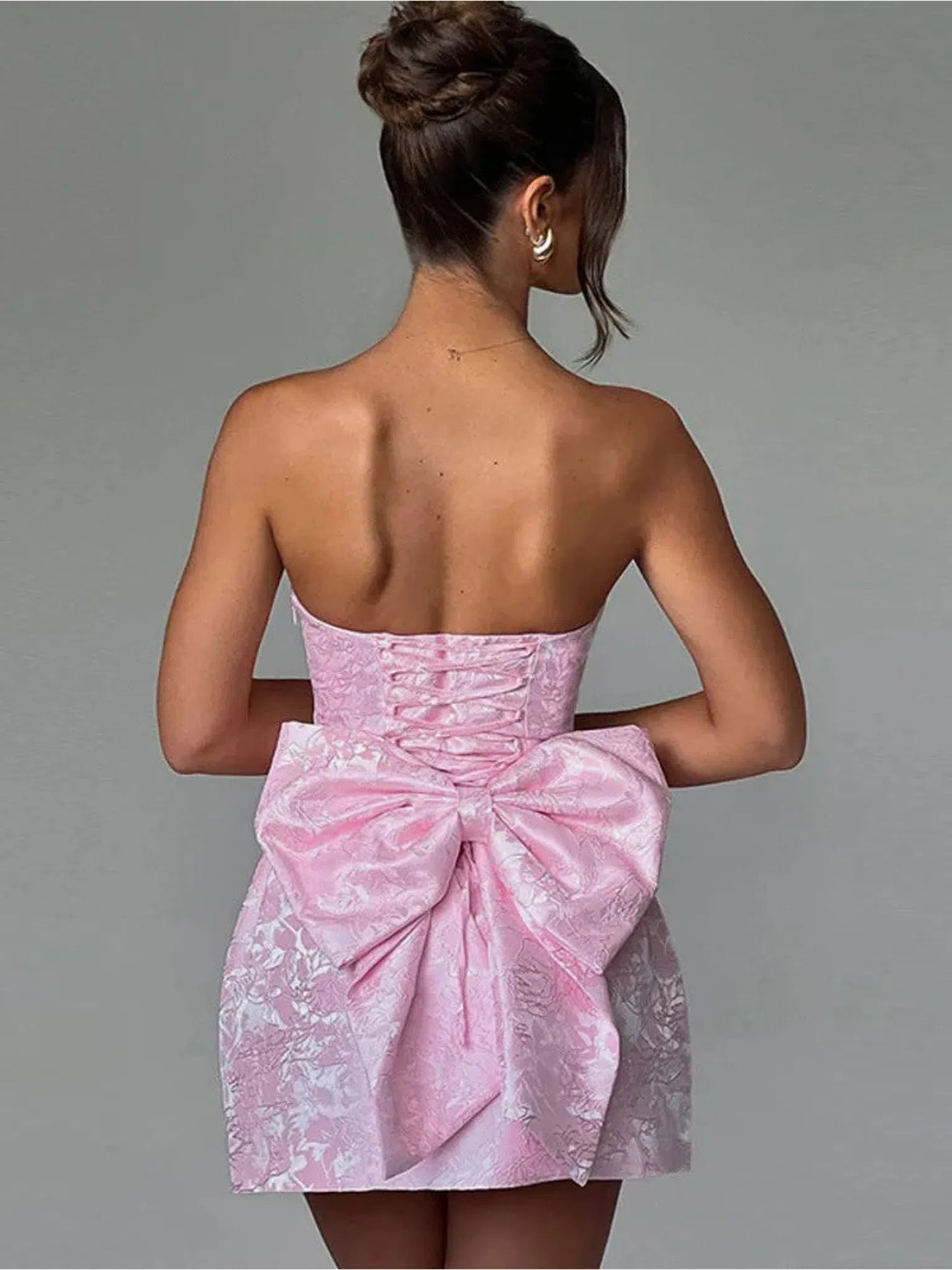 Backless Bow Mini Dress