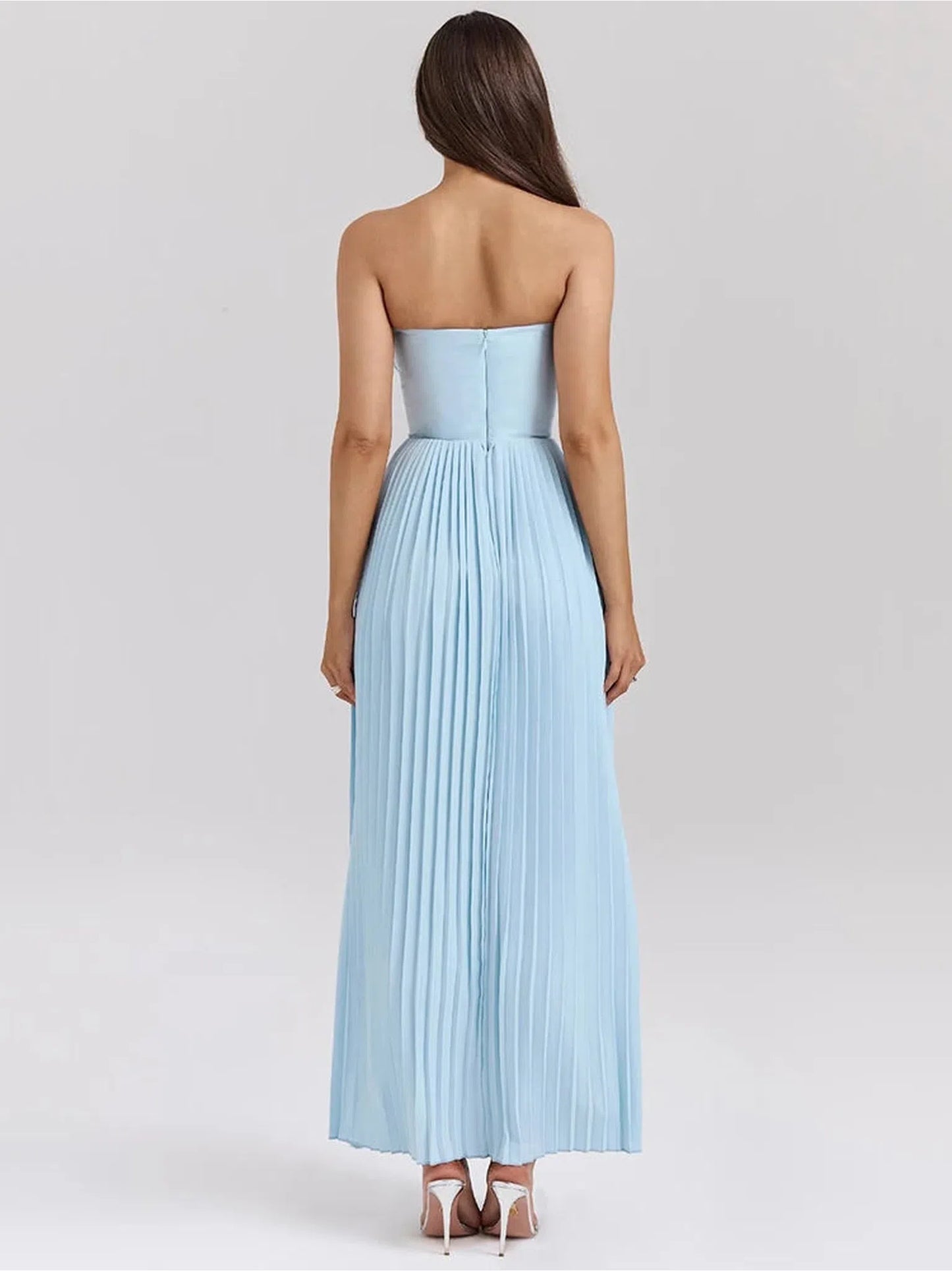 Off-Shoulder Backless Pleated Maxi Dress for Women