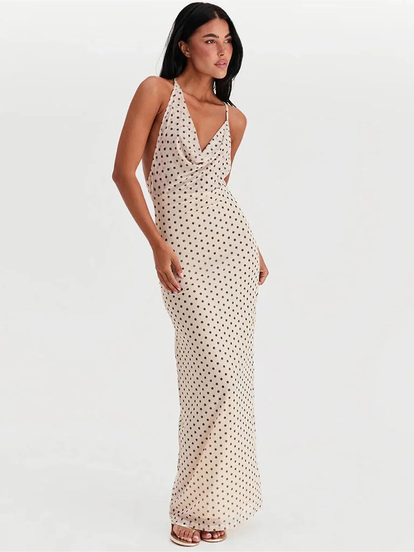 Polka Dot Spaghetti Strap Bodycon Dress for Women