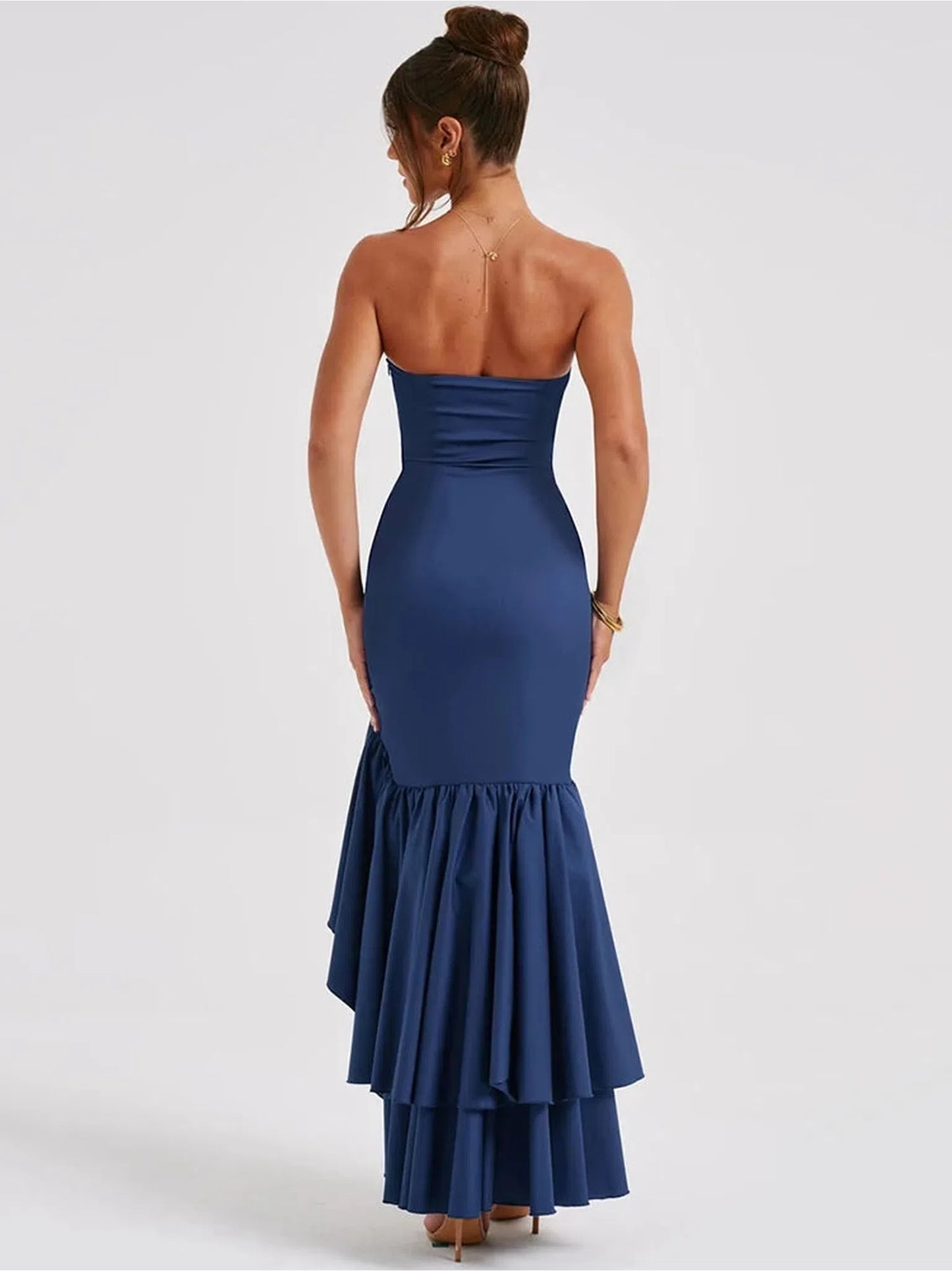 Strapless High Split Ruffle Long Dress for Women