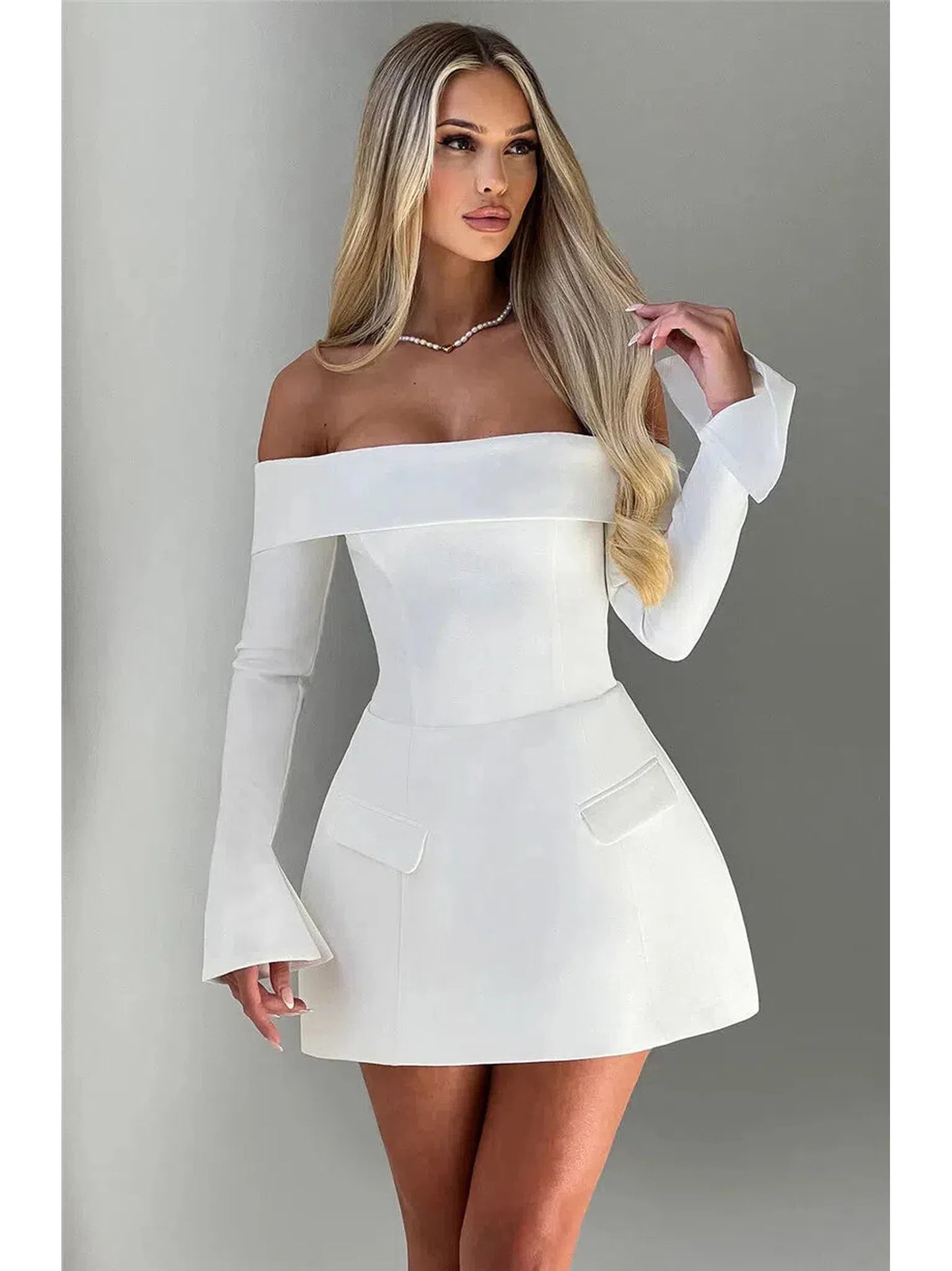 Off-Shoulder A-Line Mini Dress