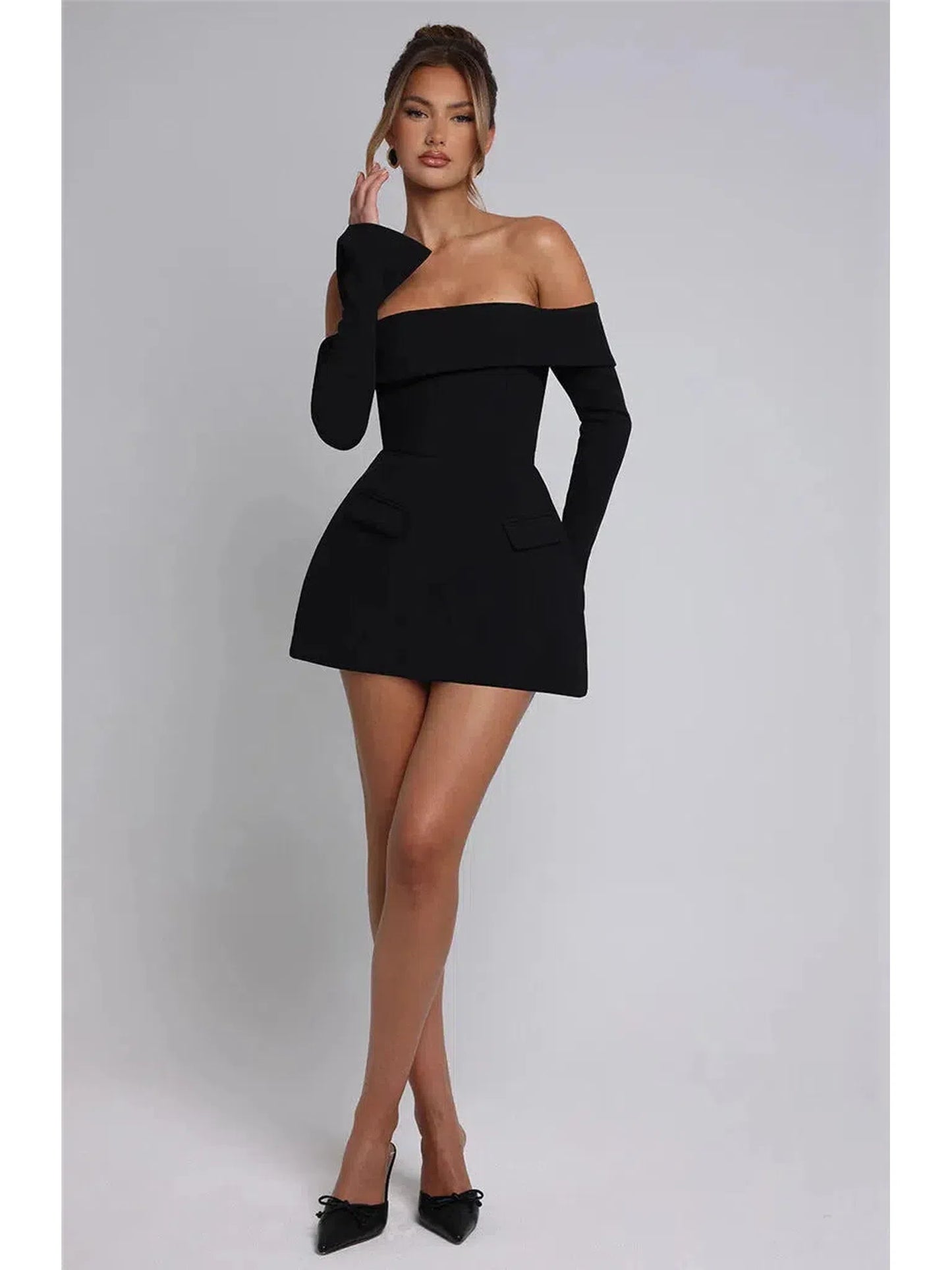 Off-Shoulder A-Line Mini Dress