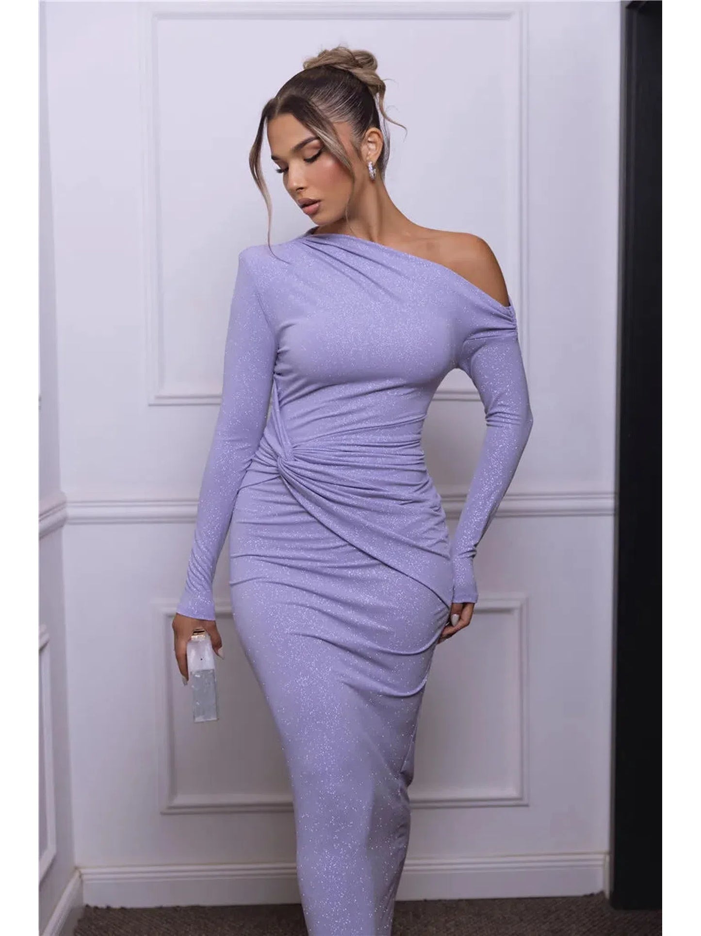 Sparkle Long Sleeve Bodycon Maxi Dress