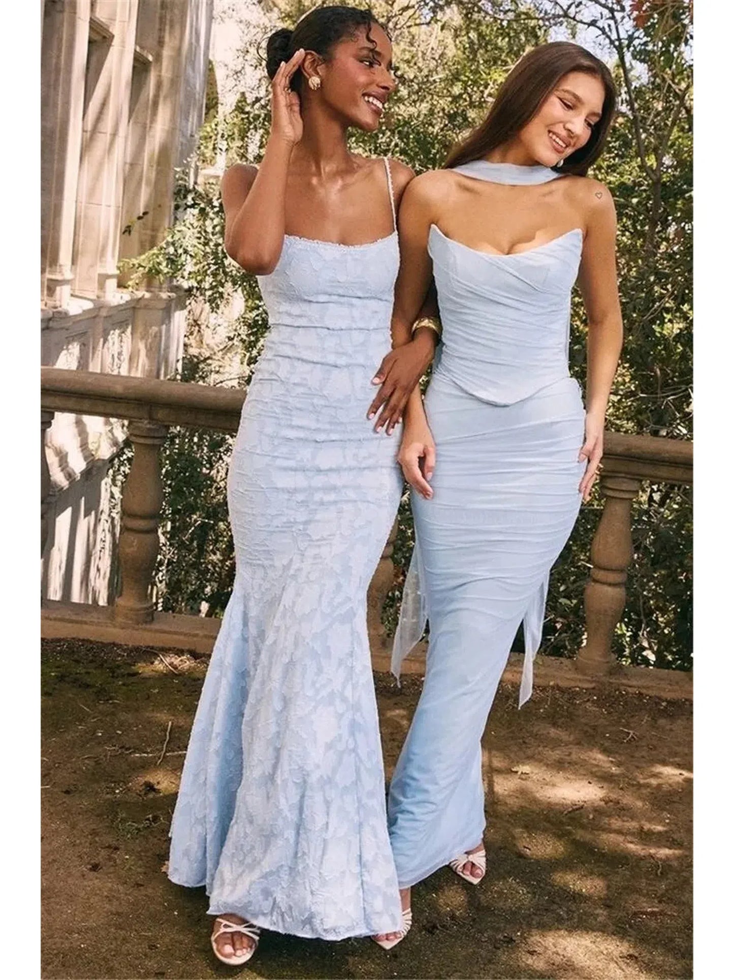 Sexy Two Piece Set With Strapless Crop Top And Maxi Skirt