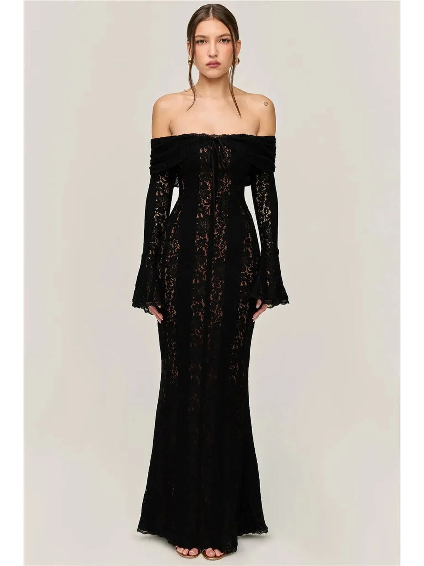 Lace Off-Shoulder Bodycon Maxi Dress for Evening Events