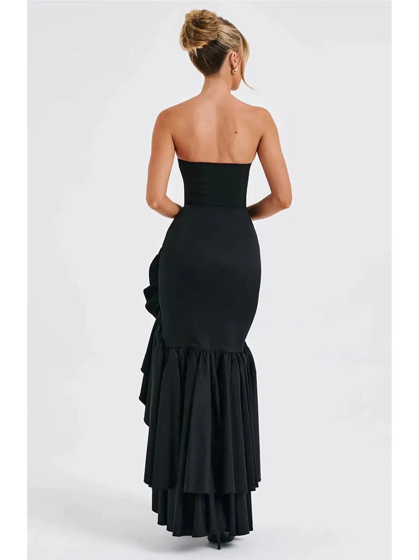 Strapless High Split Ruffle Long Dress for Women