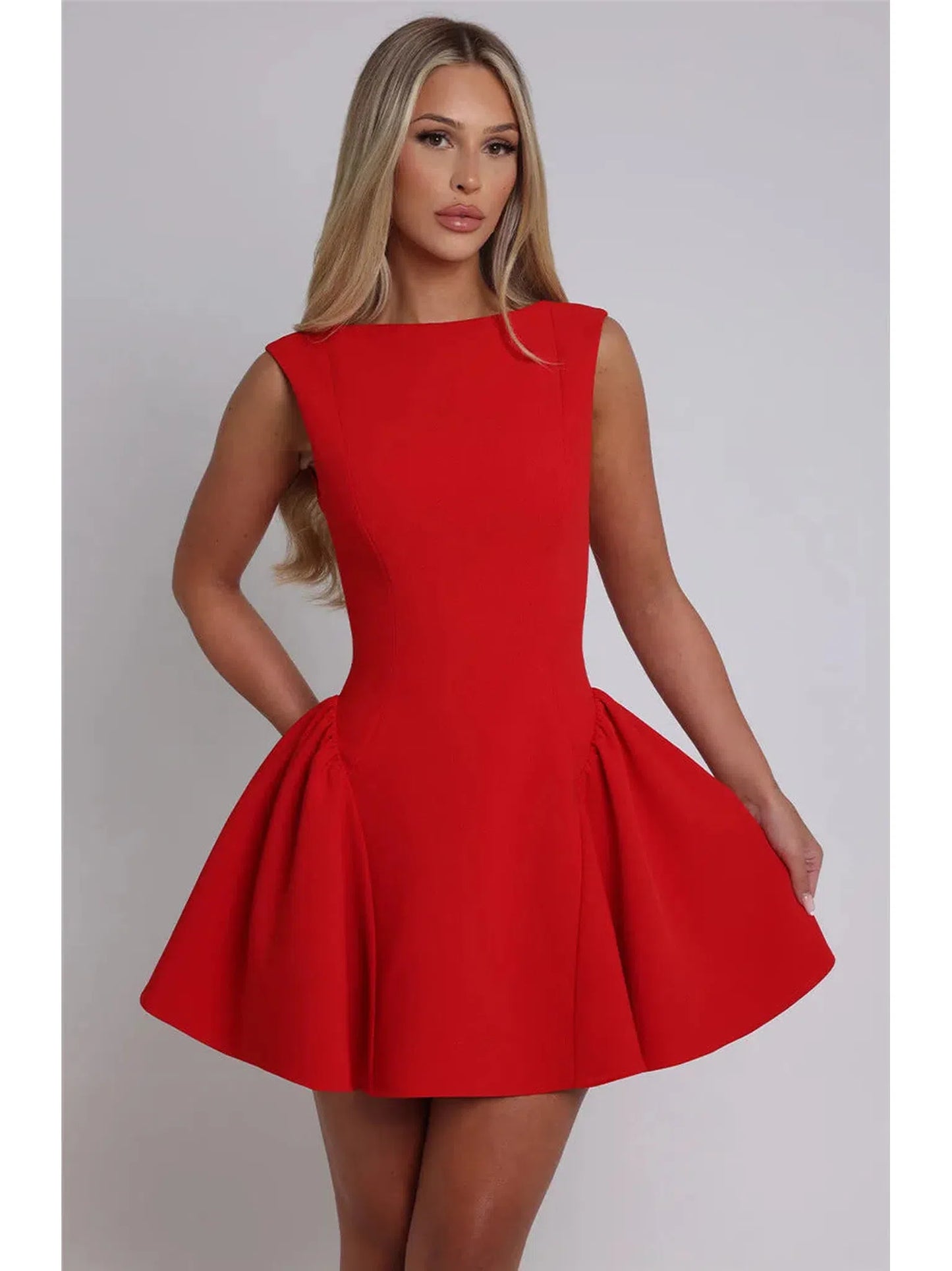 Backless High Waist A-Line Mini Dress For Women