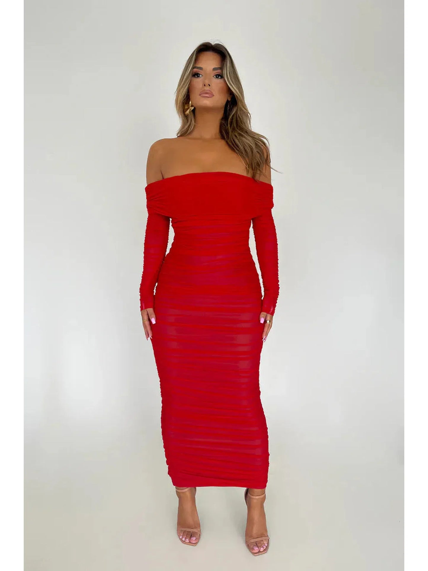 Off-Shoulder Long Sleeve Sexy Maxi Dress for Women