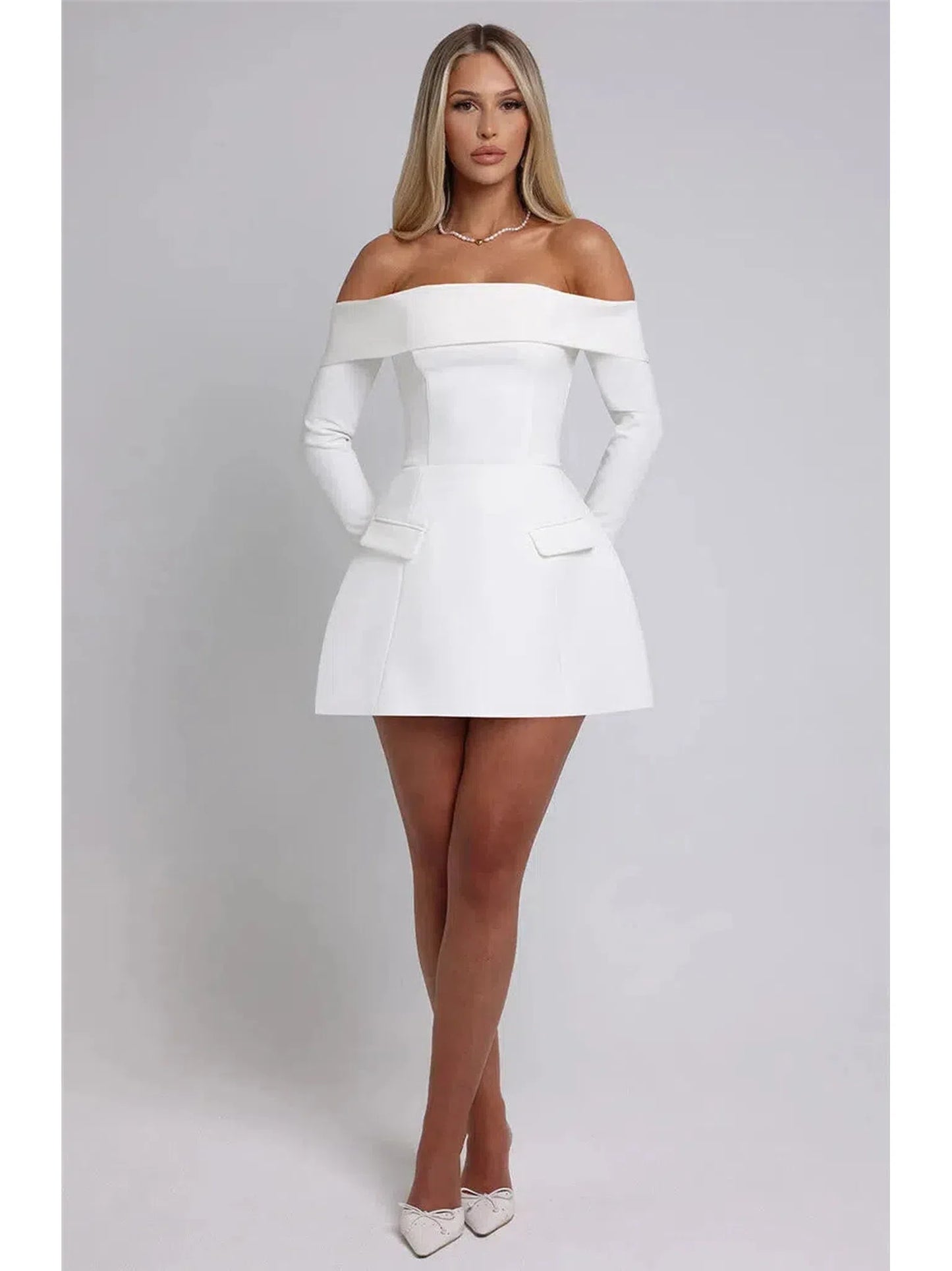 Off-Shoulder A-Line Mini Dress