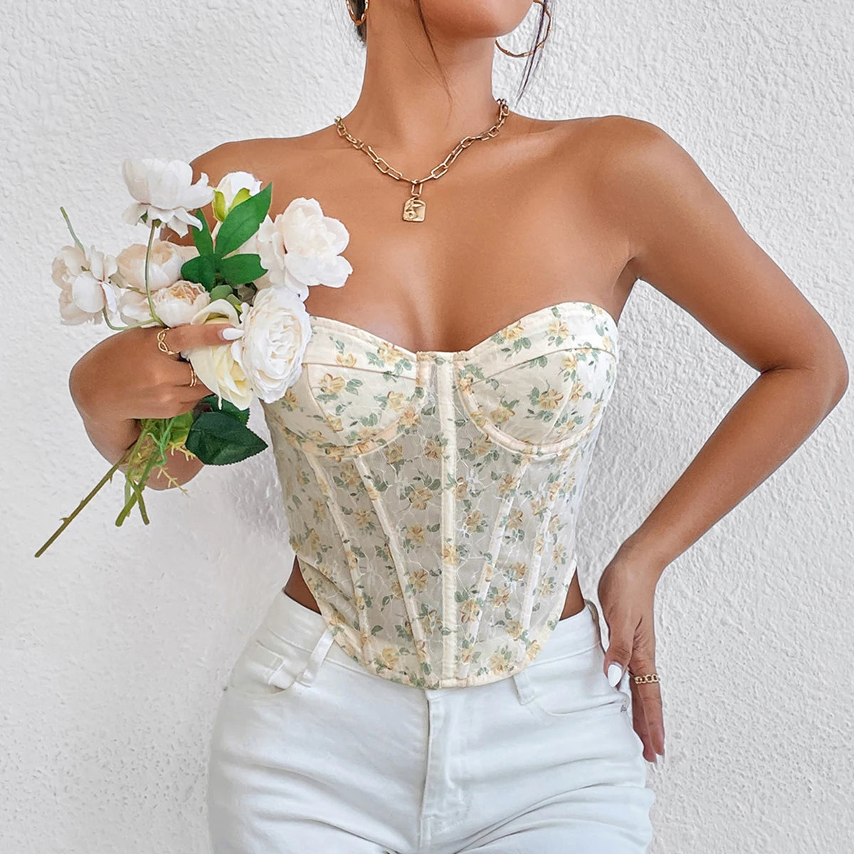 Y2K Backless Mesh Crop Top with Embroidery