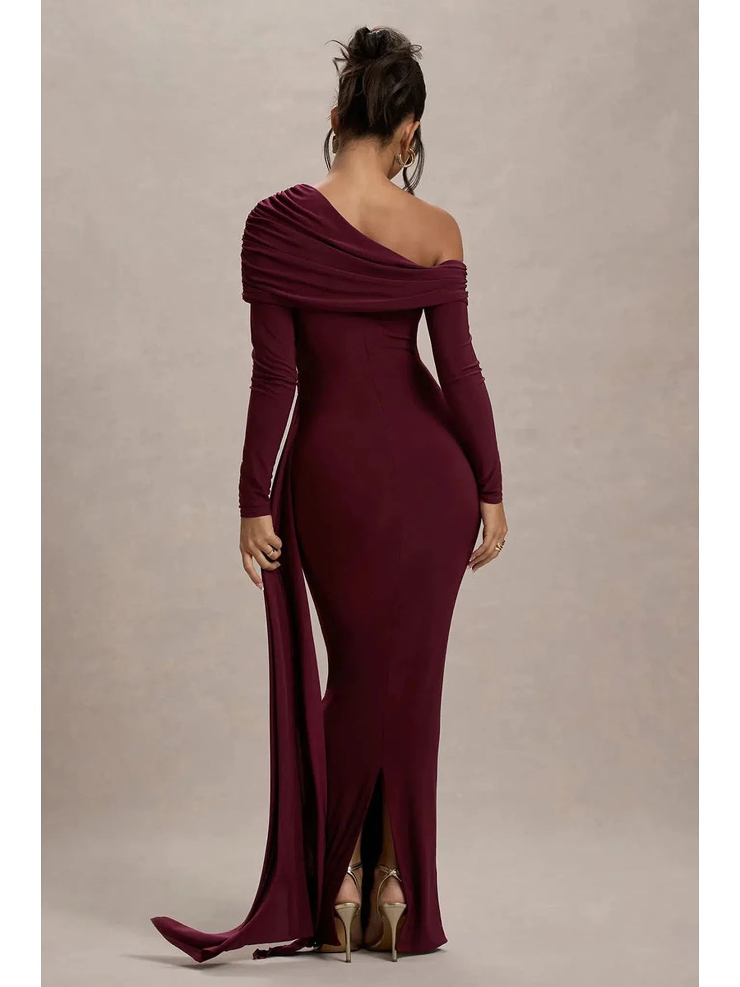 Skew Collar Long Sleeve Sexy Maxi Dress For Women