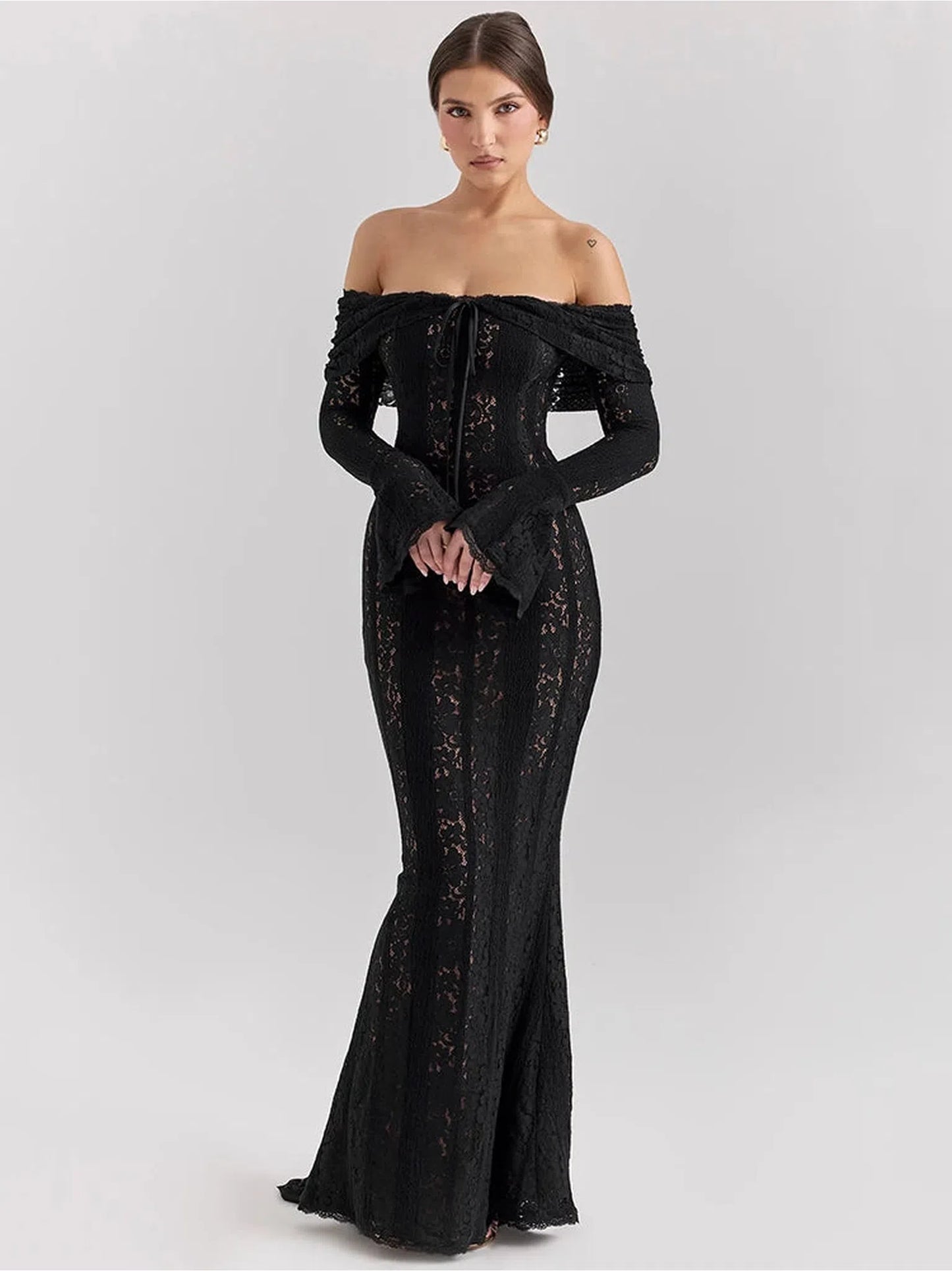 Lace Off-Shoulder Bodycon Maxi Dress for Evening Events