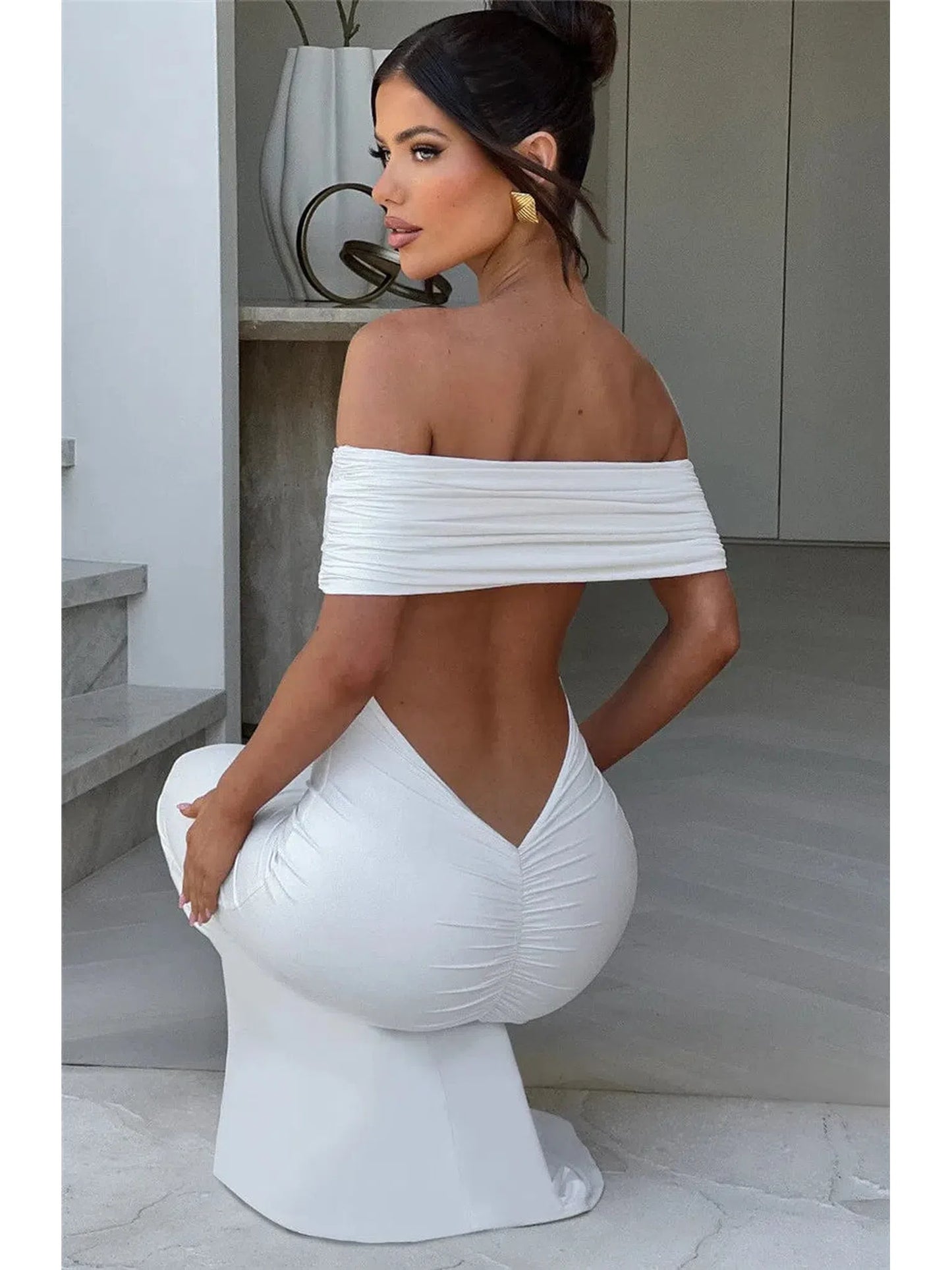 Strapless Backless Sexy Maxi Dress for Women Black