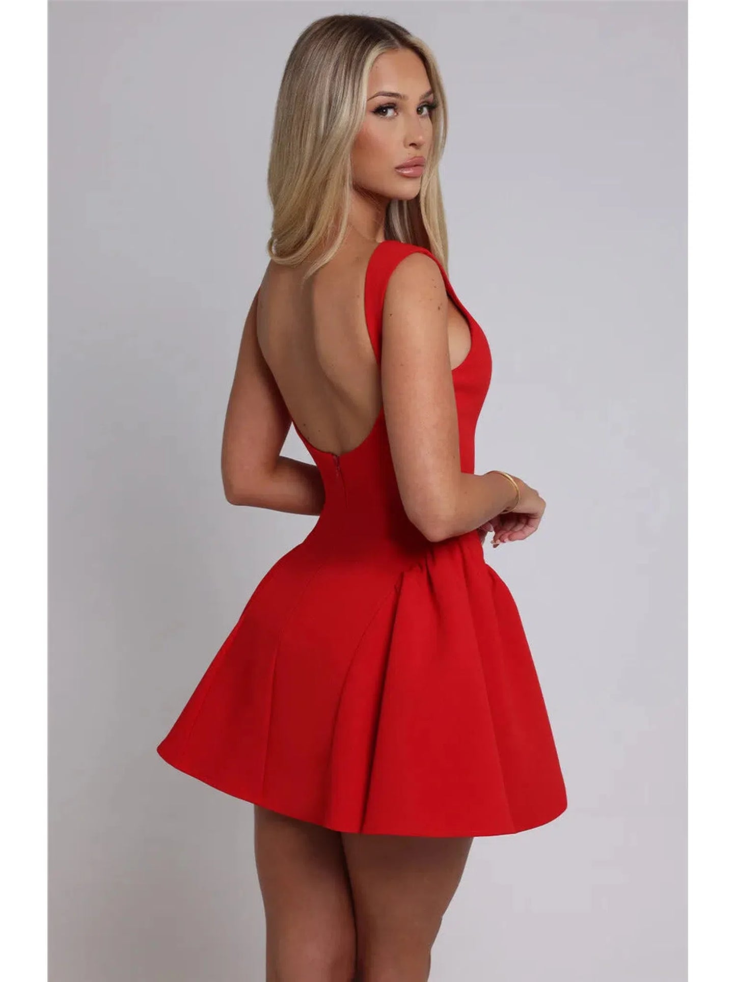 Backless High Waist A-Line Mini Dress For Women