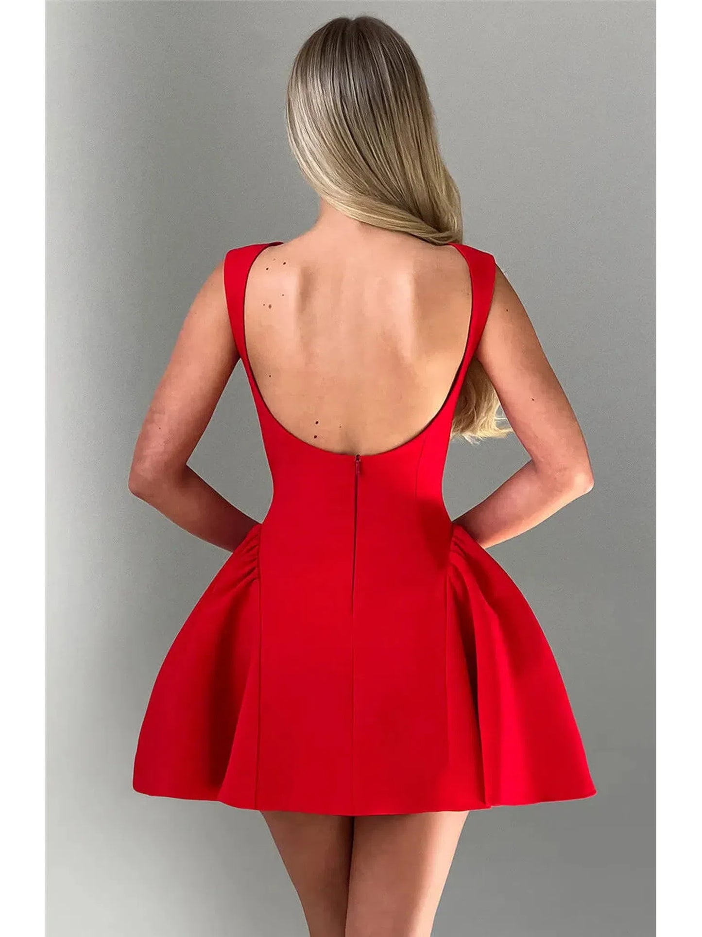 Backless High Waist A-Line Mini Dress For Women