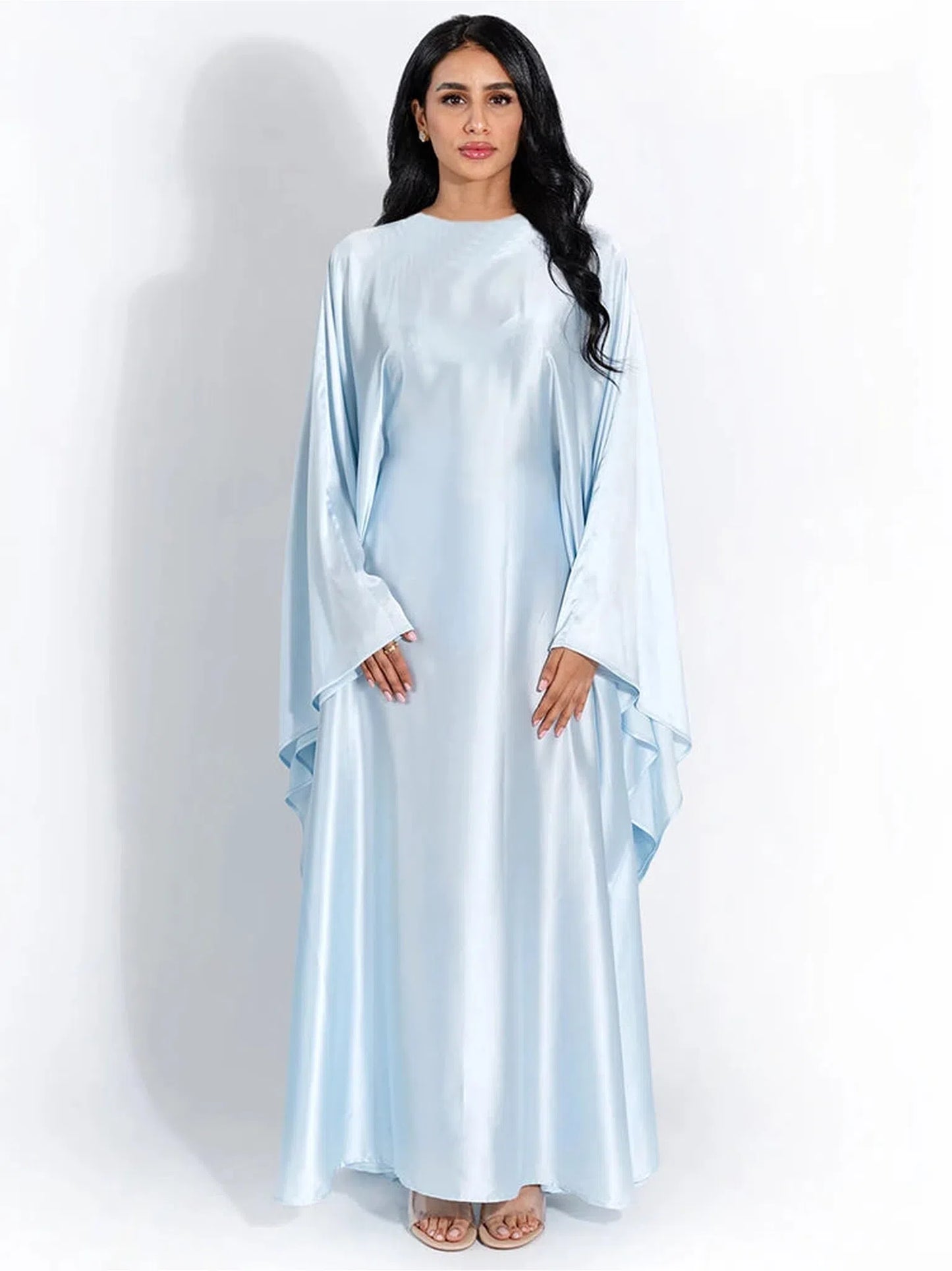 Satin Cloak Long Sleeve Loose Kaftan Dress 2024