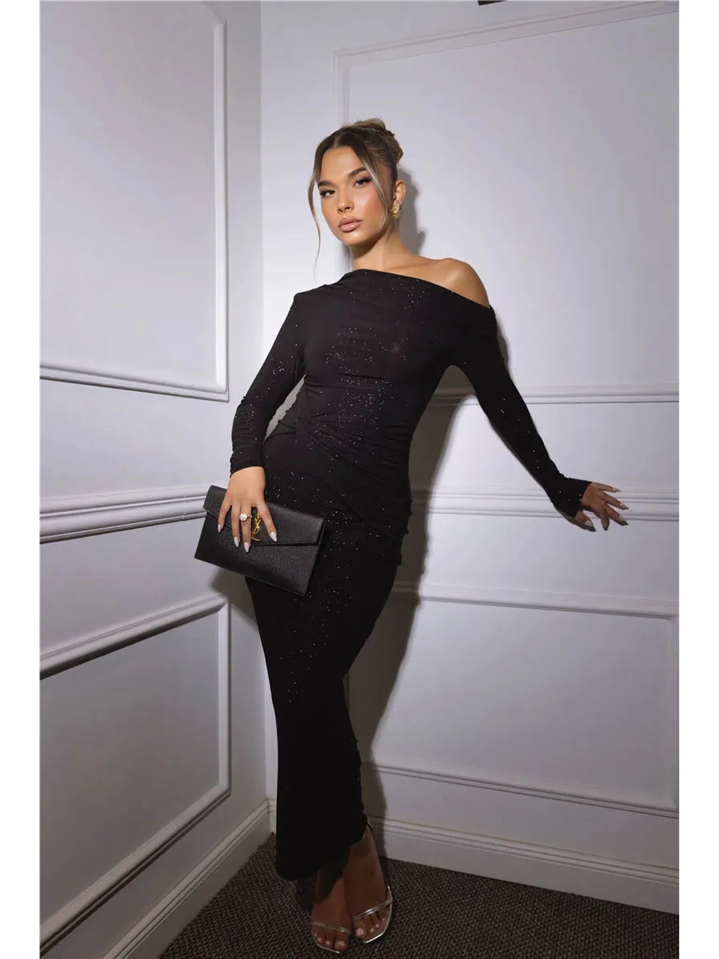 Sparkle Long Sleeve Bodycon Maxi Dress