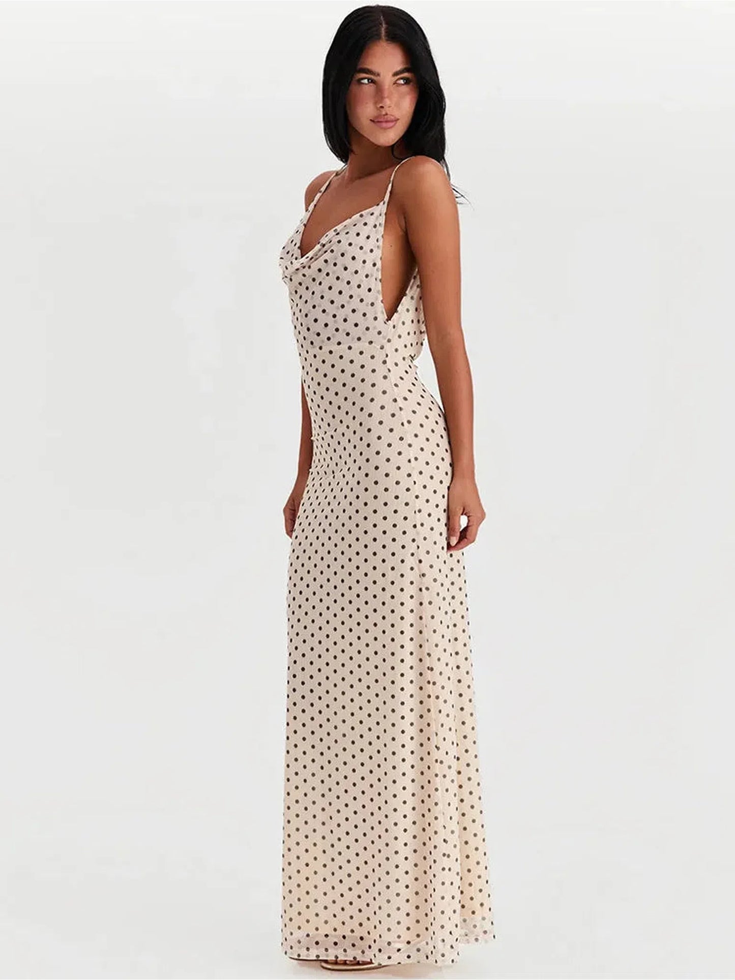 Polka Dot Spaghetti Strap Bodycon Dress for Women