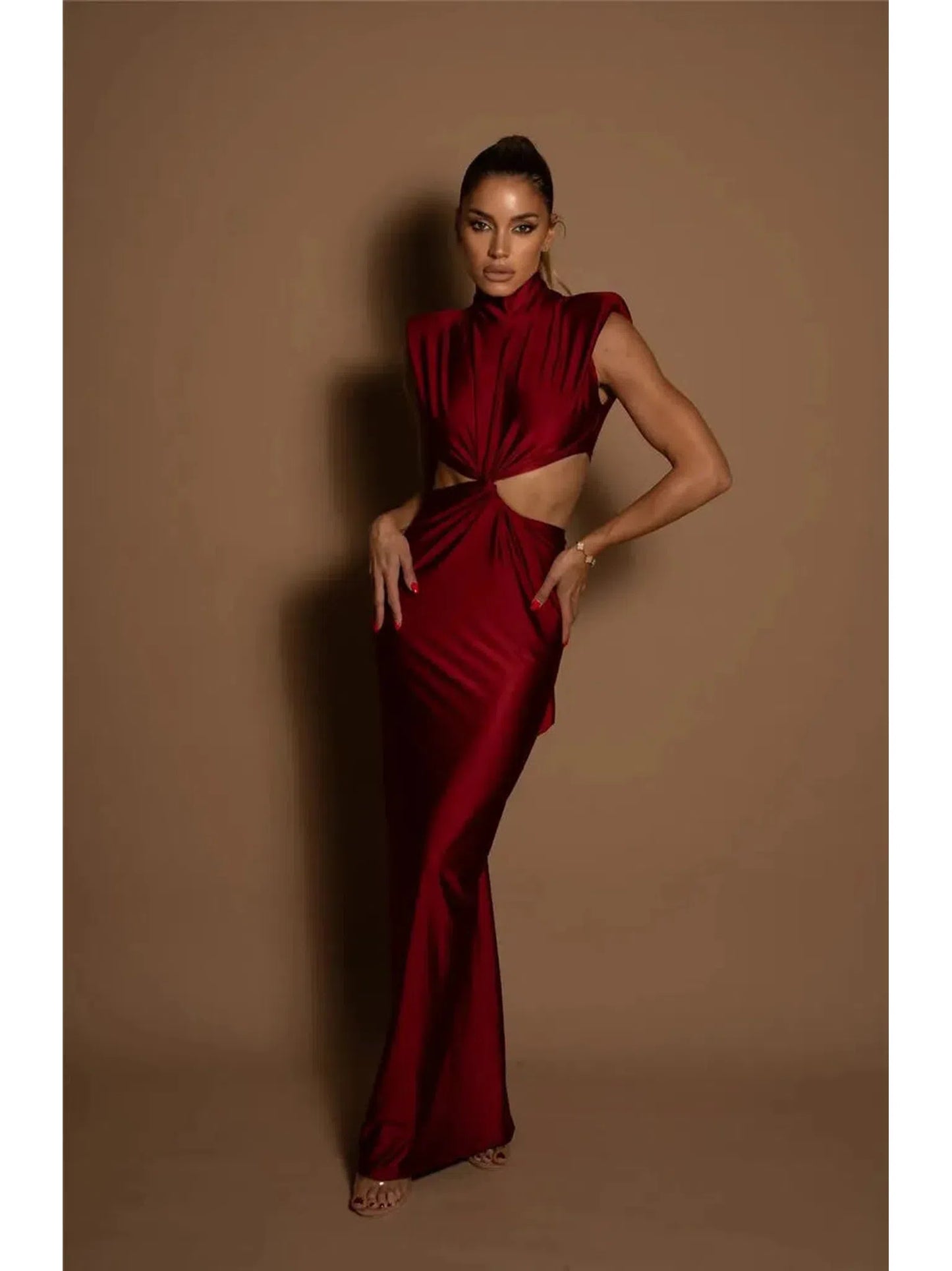 Hollow Out Turtleneck Sexy Maxi Dress for Women