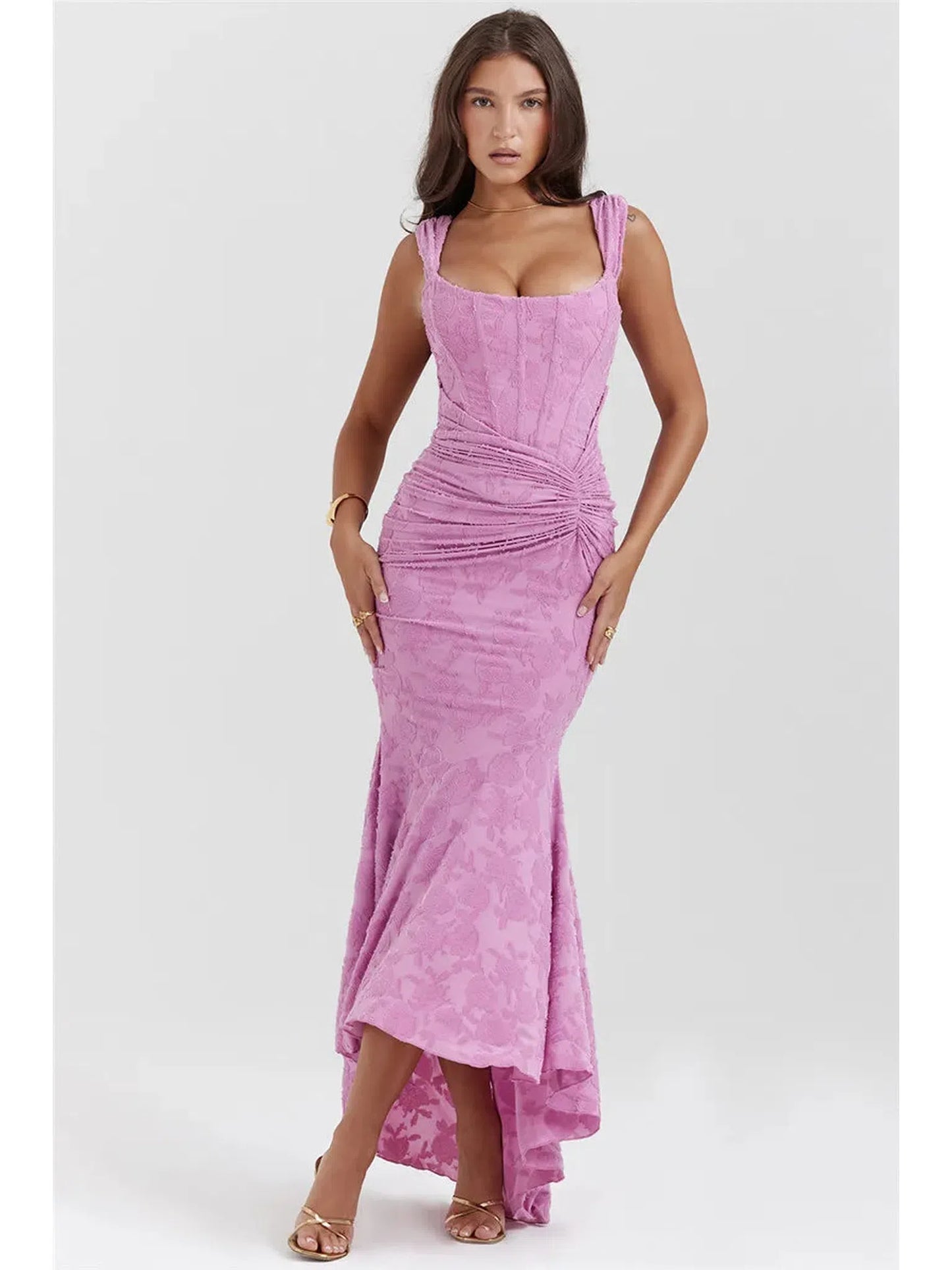 Off-Shoulder Backless Purple Bodycon Dress