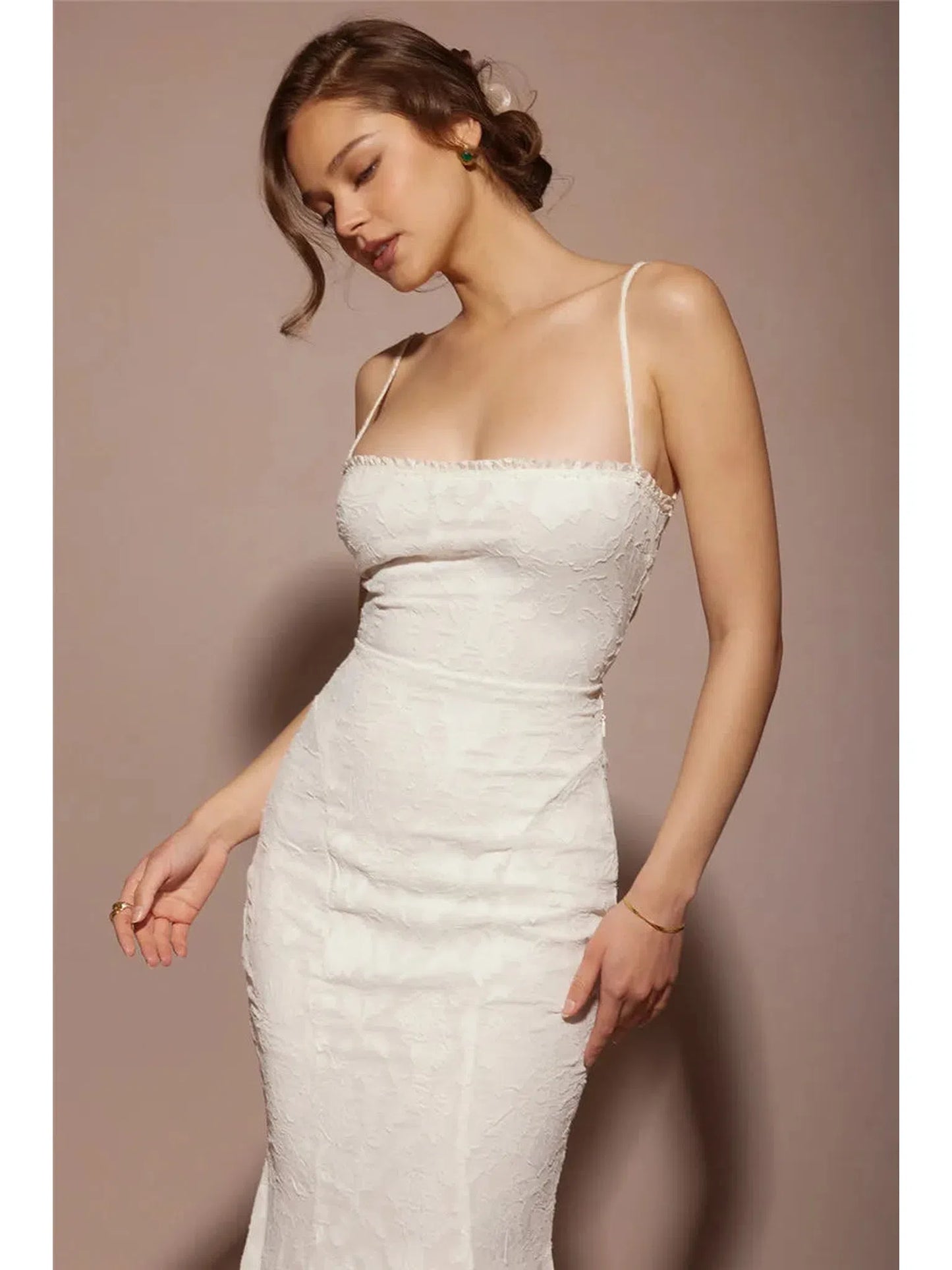 White Backless Lace-Up Maxi Dress For Women