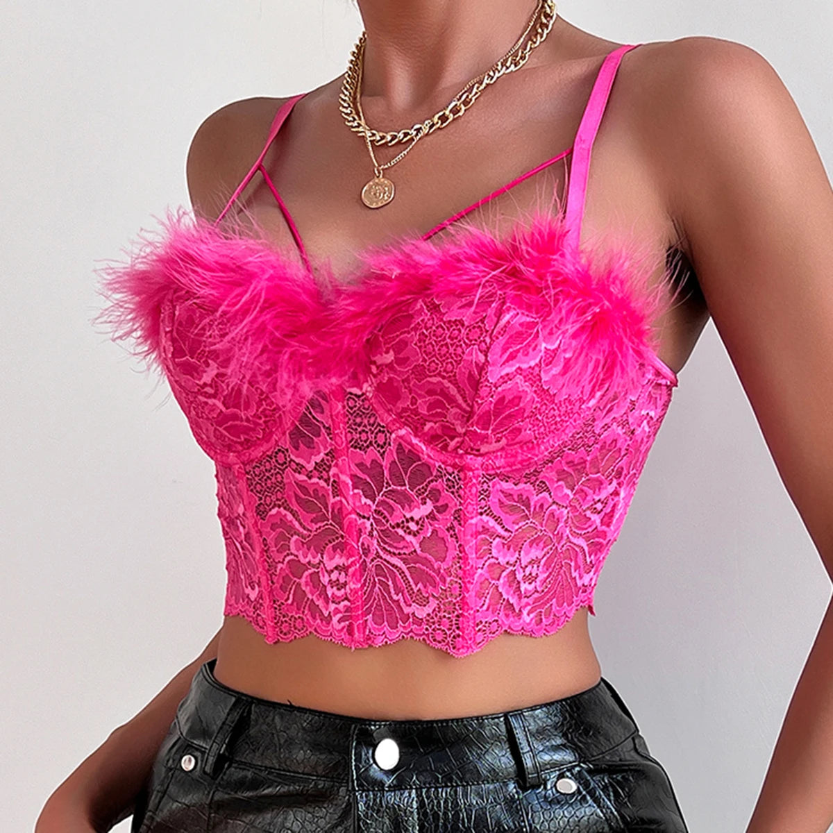 Vemina Hollow Mesh See Through Crop Top for Women