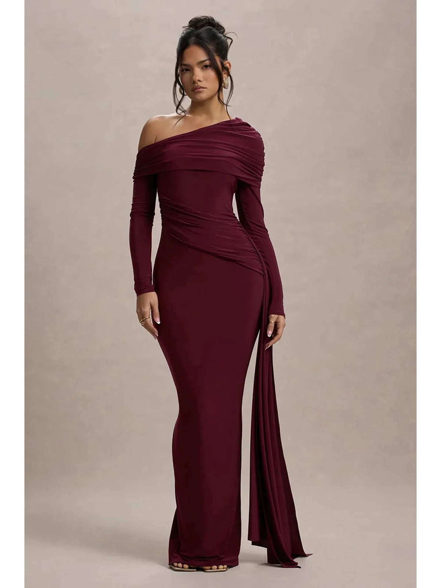 Skew Collar Long Sleeve Sexy Maxi Dress For Women