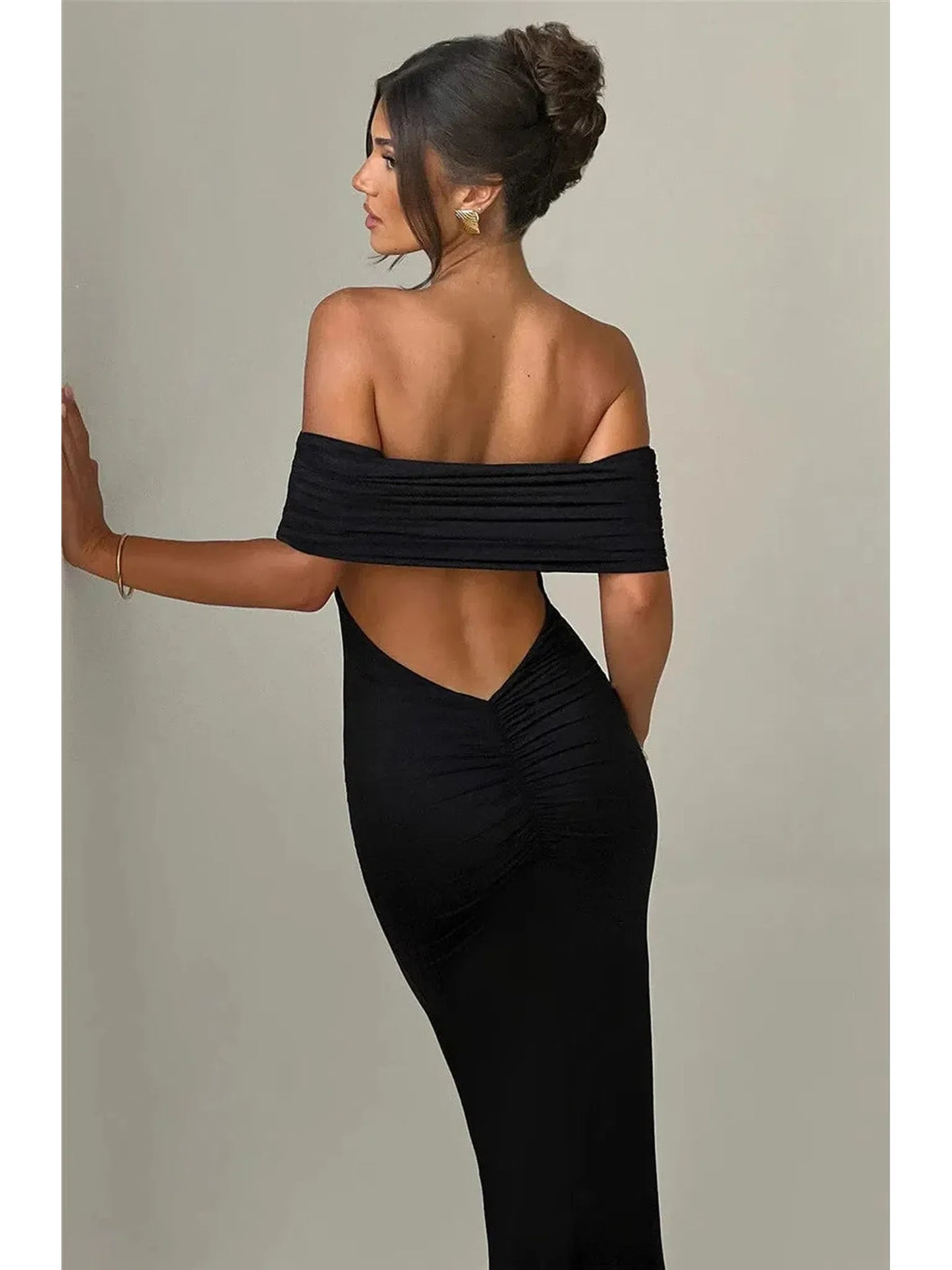 Strapless Backless Sexy Maxi Dress for Women Black